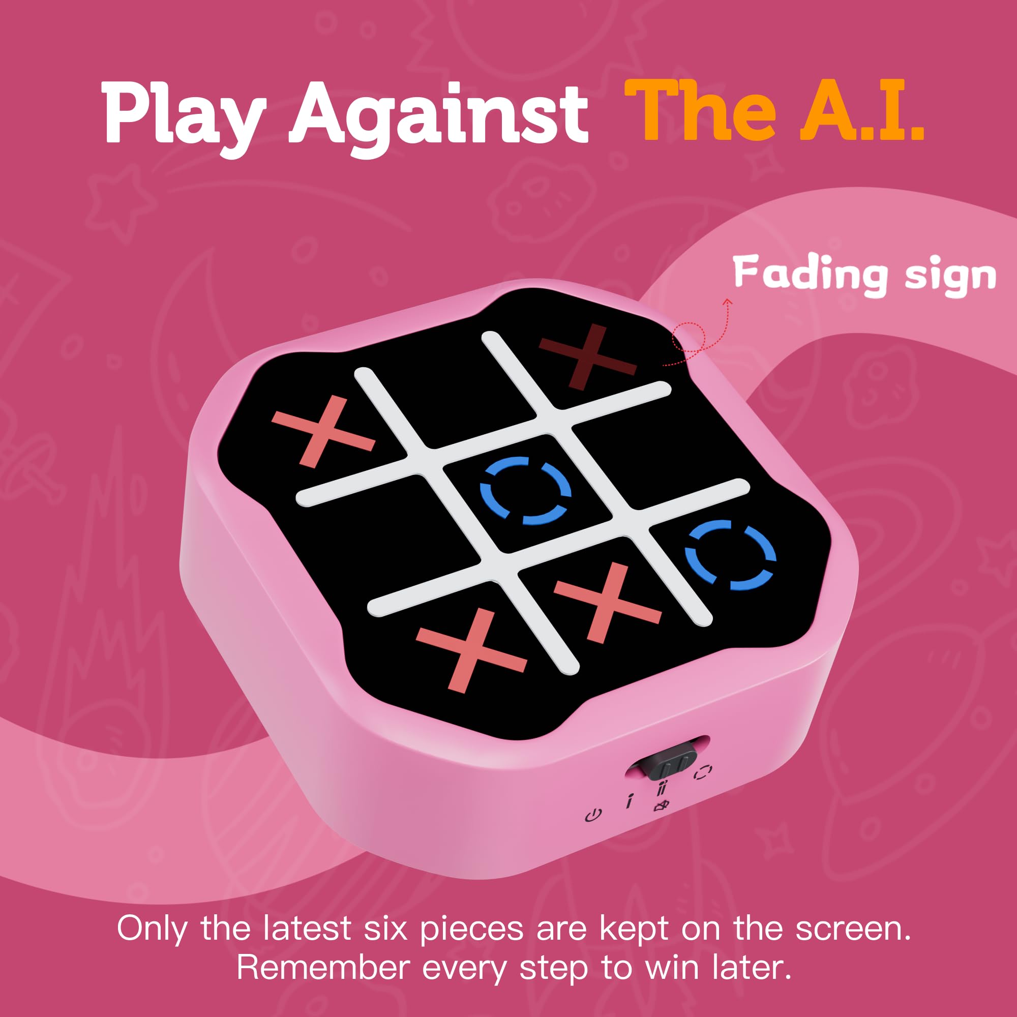 MASSRT 3 in 1 Electronic Tic Tac Toe Game, Handheld Digital Tic Tac Toe Bolt Game with Silent Mode, Portable Learing Toy Gift for Kids & Adults, Blue (One Pack)