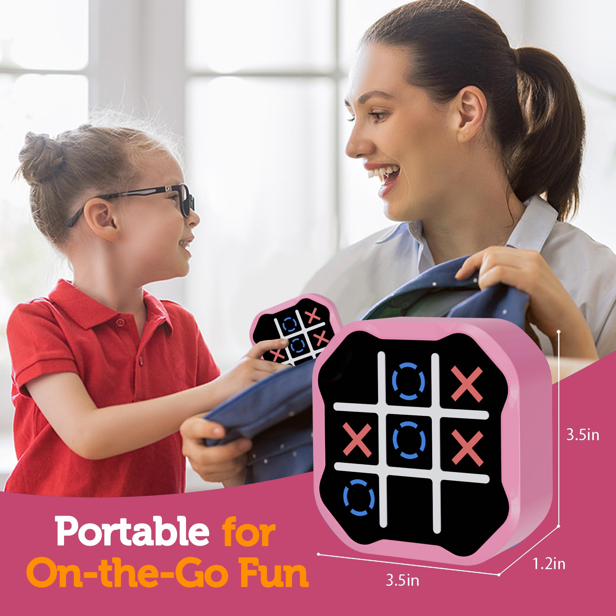 MASSRT 3 in 1 Electronic Tic Tac Toe Game, Handheld Digital Tic Tac Toe Bolt Game with Silent Mode, Portable Learing Toy Gift for Kids & Adults, Blue (One Pack)