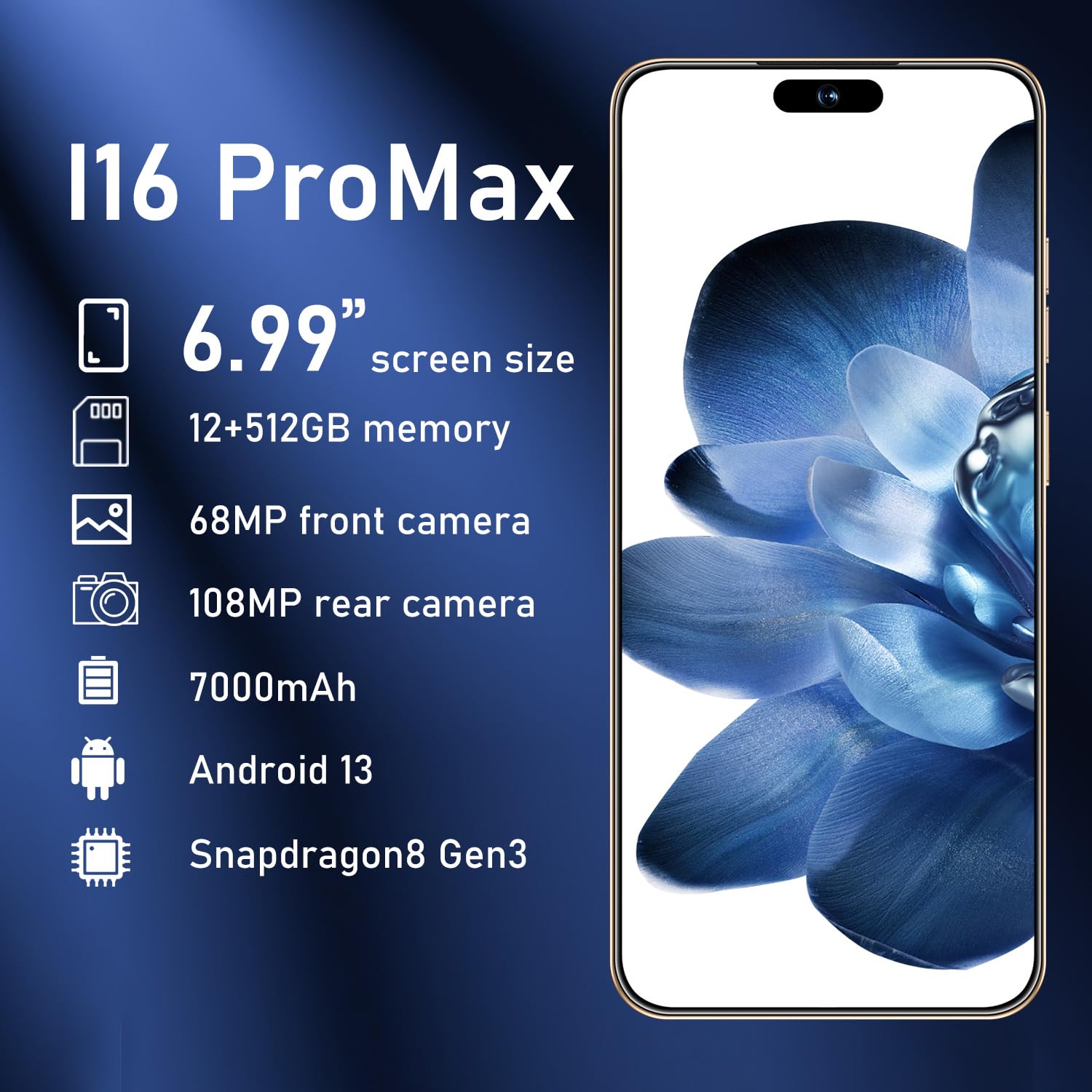 OEJBK I16 ProMax Smartphone New Upgrade 16GB+1TB/6.99