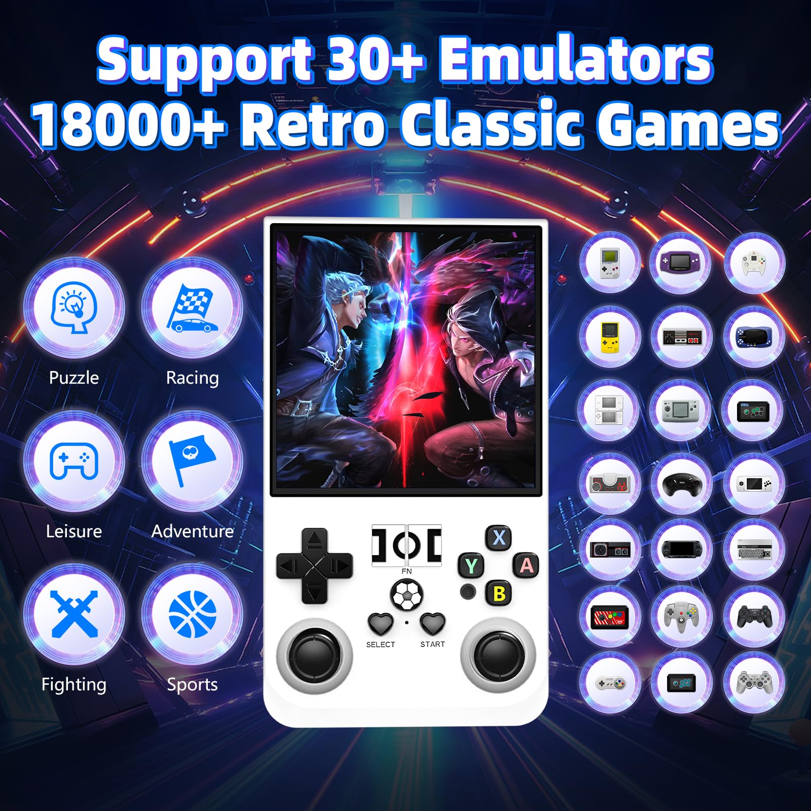 R36 Max Retro Handheld Game Console, Video Game Console with 64G Built-in 18000+ Games, 4000mAh Rechargeable, Support 30+ Simulators, Linux System, 4.0 Inch IPS Screen Portable Pocket Arcade, Black
