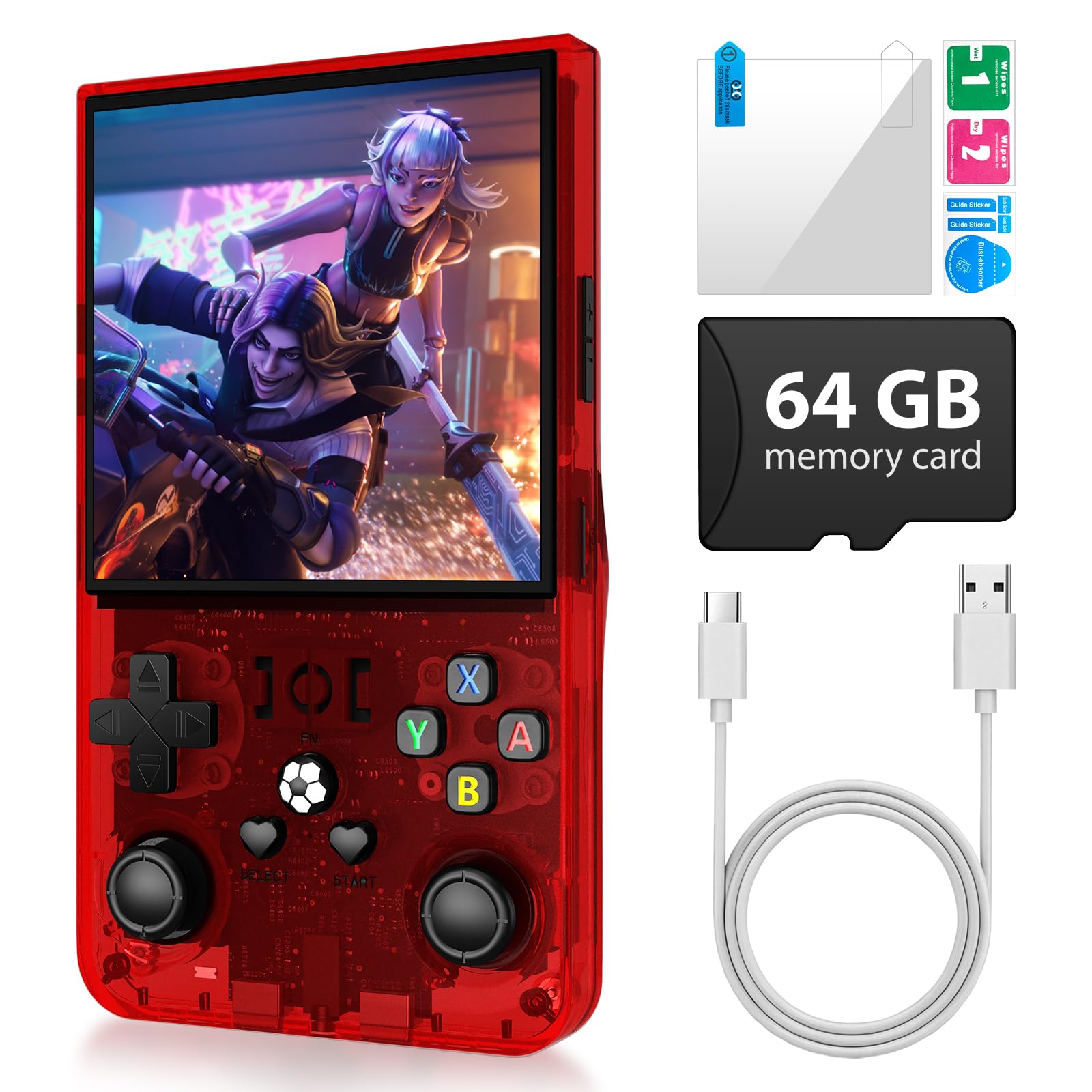 R36 Max Retro Handheld Game Console, Video Game Console with 64G Built-in 18000+ Games, 4000mAh Rechargeable, Support 30+ Simulators, Linux System, 4.0 Inch IPS Screen Portable Pocket Arcade, Black
