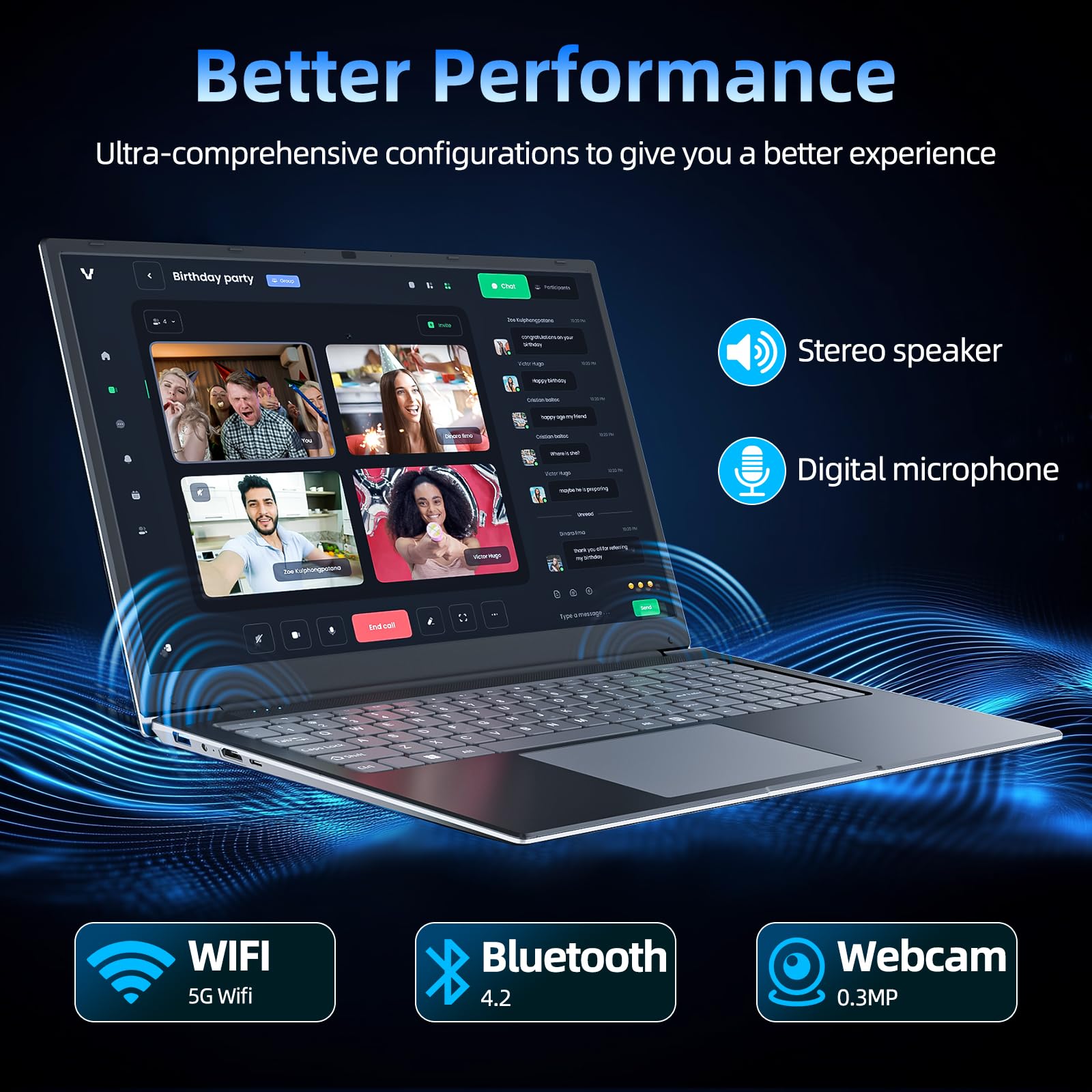 SGIN Windows 11 Laptops, 17.3 Inch Laptop Computer with Core i3 CPU, 4GB DDR4 128GB SSD, 60800mWh Battery, FHD IPS Display, Type-C, 5G WiFi, BT4.2, Webcam, USB3.2, HDMI, for Student and Business