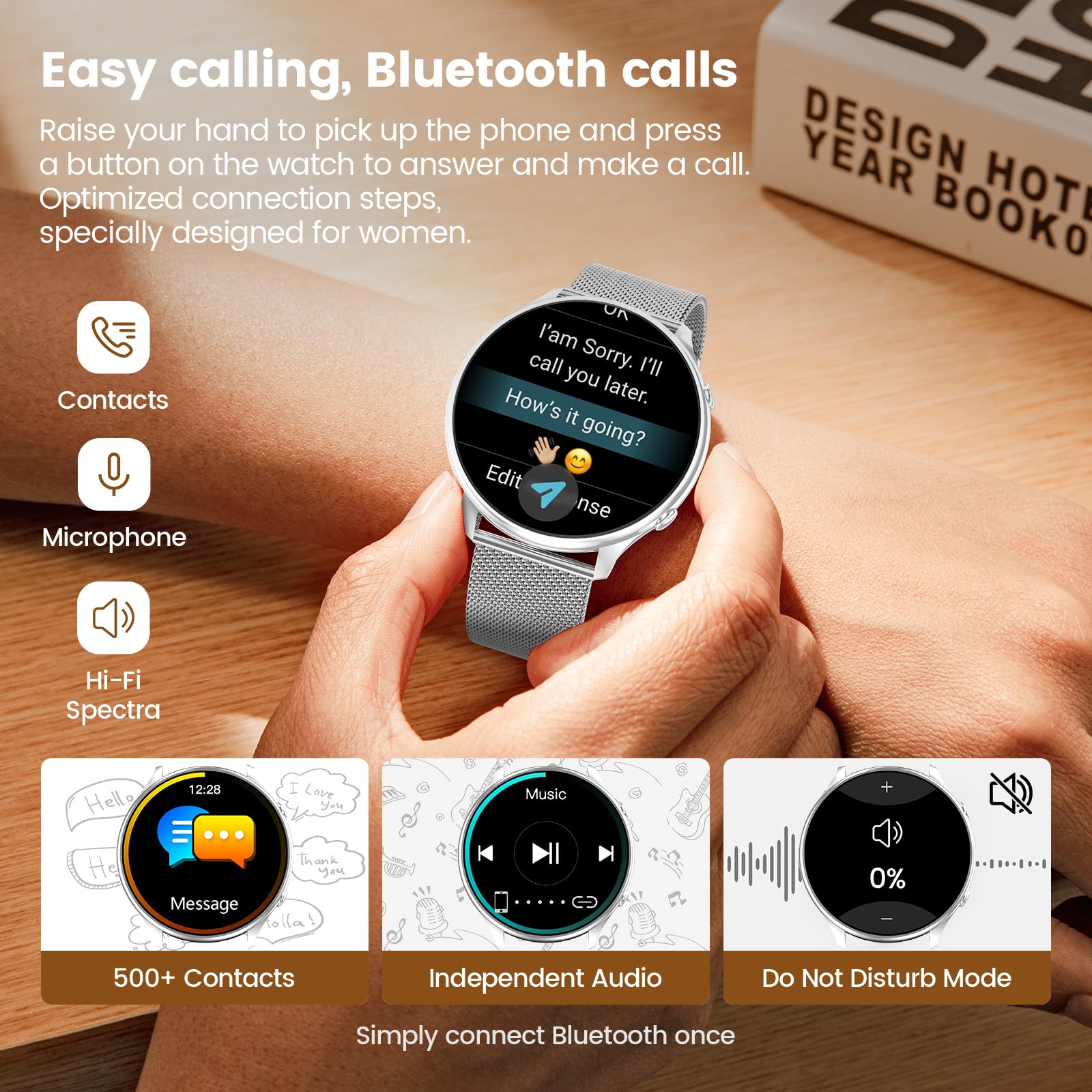 SLOKSFil Watches for Women with Menstrual Cycle Tracker, 1.39” HD Smart Watch, Heart Rate/Sleep Monitor, IP67 Waterproof, Women’s Watch Fitness Tracker Compatible with iOS Android