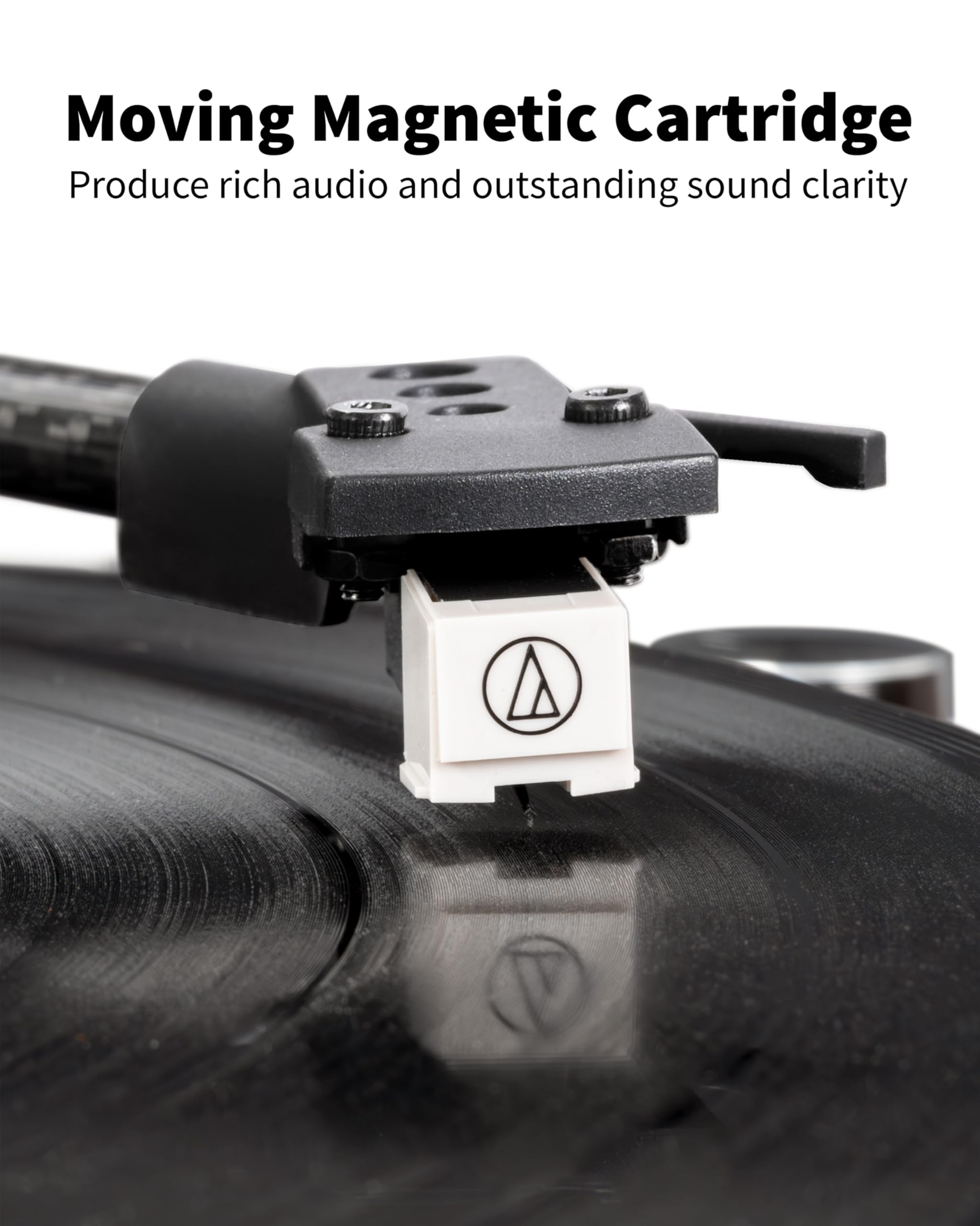 Turntable Belt-Drive Record Player with Bluetooth Output, Vinyl Player Support 2 Speed Variable Pitch Control, Anti-Skate&Installed Counterweight, Magnetic Cartridge, Built-in Preamp Phono/Line Switch