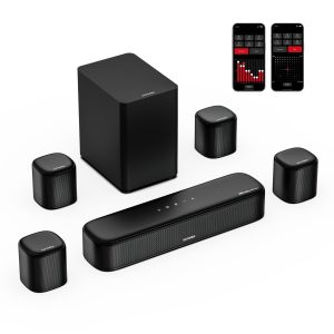 ULTIMEA 7.1ch Sound Bar with Dolby Atmos, Surround Sound System for TV with 4 Surround Speakers, Sound Bar for Smart TV with App Control, Soundbar with Subwoofer for Home Theater, HDMI eARC, Aura A60