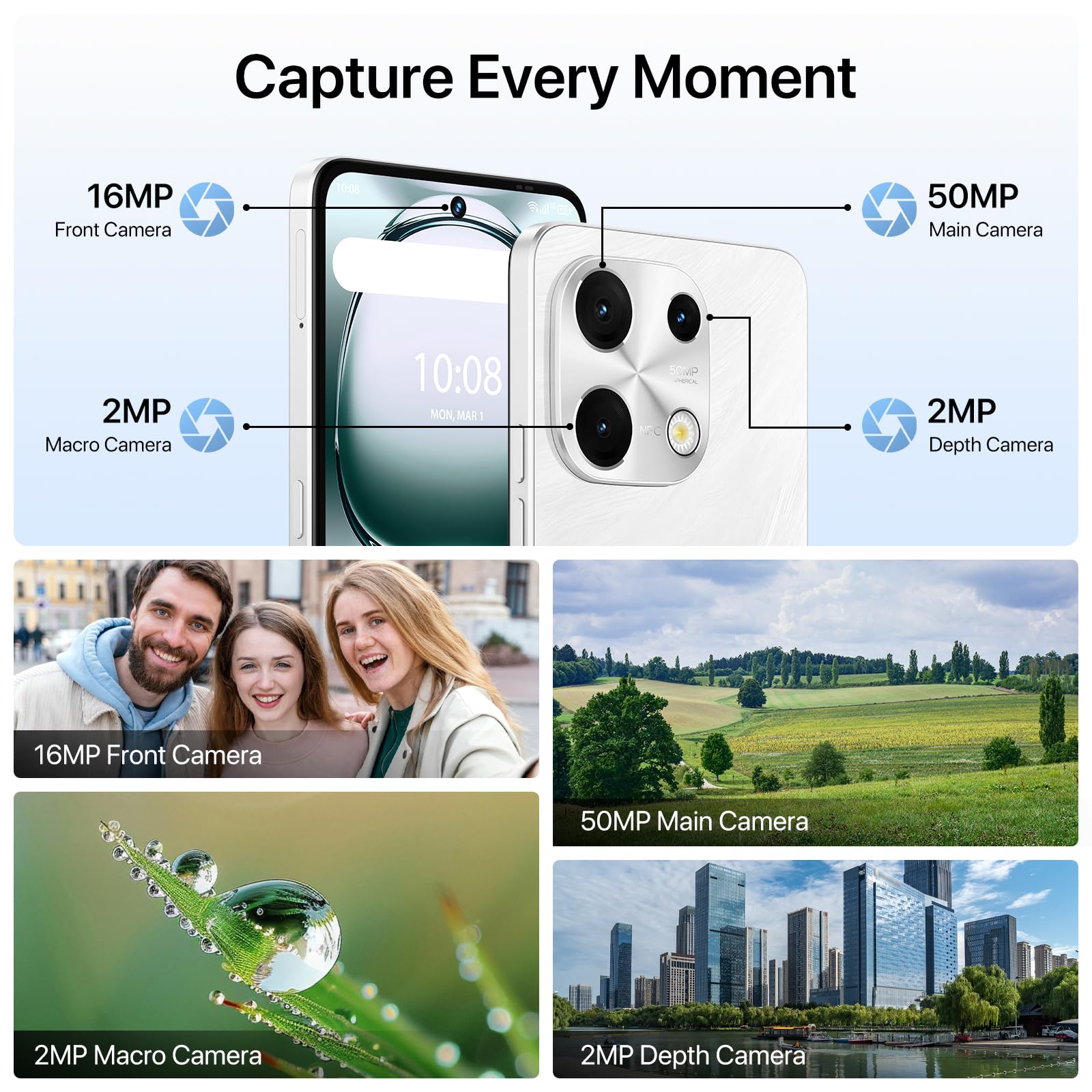 UMIDIGI Note 100 Unlocked Cell Phone,8-core Android 14 Phones,12(6+6) GB+128GB Expand 1TB,6.8''HD+120Hz Display,50MP Camera,5000mAh+20W Fast Charge Dual SIM Smart Phone,NFC,Face ID+Fingerprint,GPS