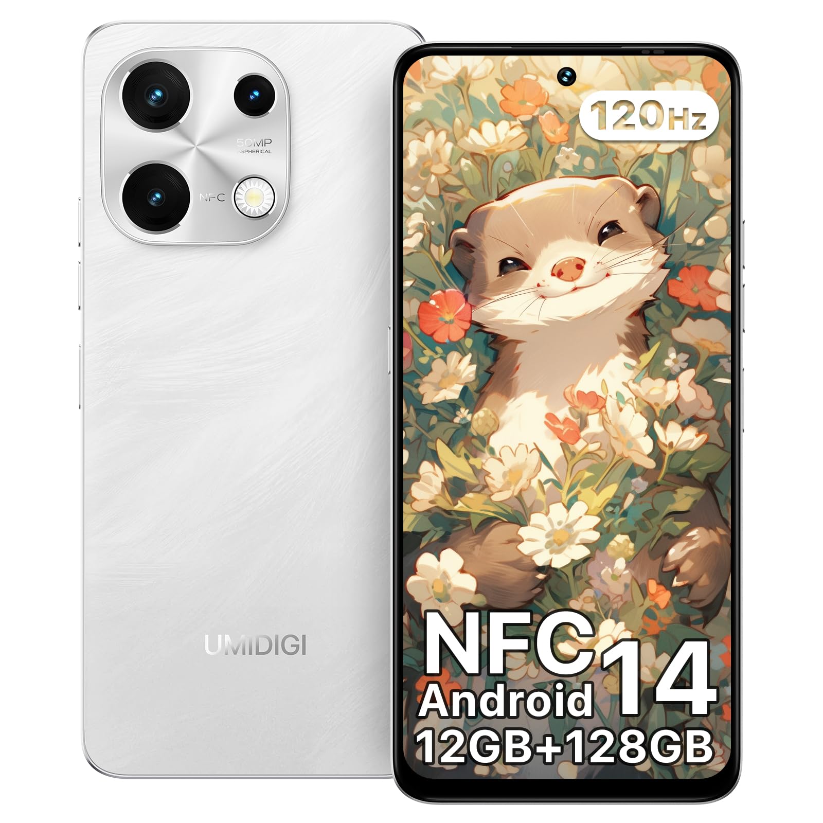 UMIDIGI Note 100 Unlocked Cell Phone,8-core Android 14 Phones,12(6+6) GB+128GB Expand 1TB,6.8''HD+120Hz Display,50MP Camera,5000mAh+20W Fast Charge Dual SIM Smart Phone,NFC,Face ID+Fingerprint,GPS