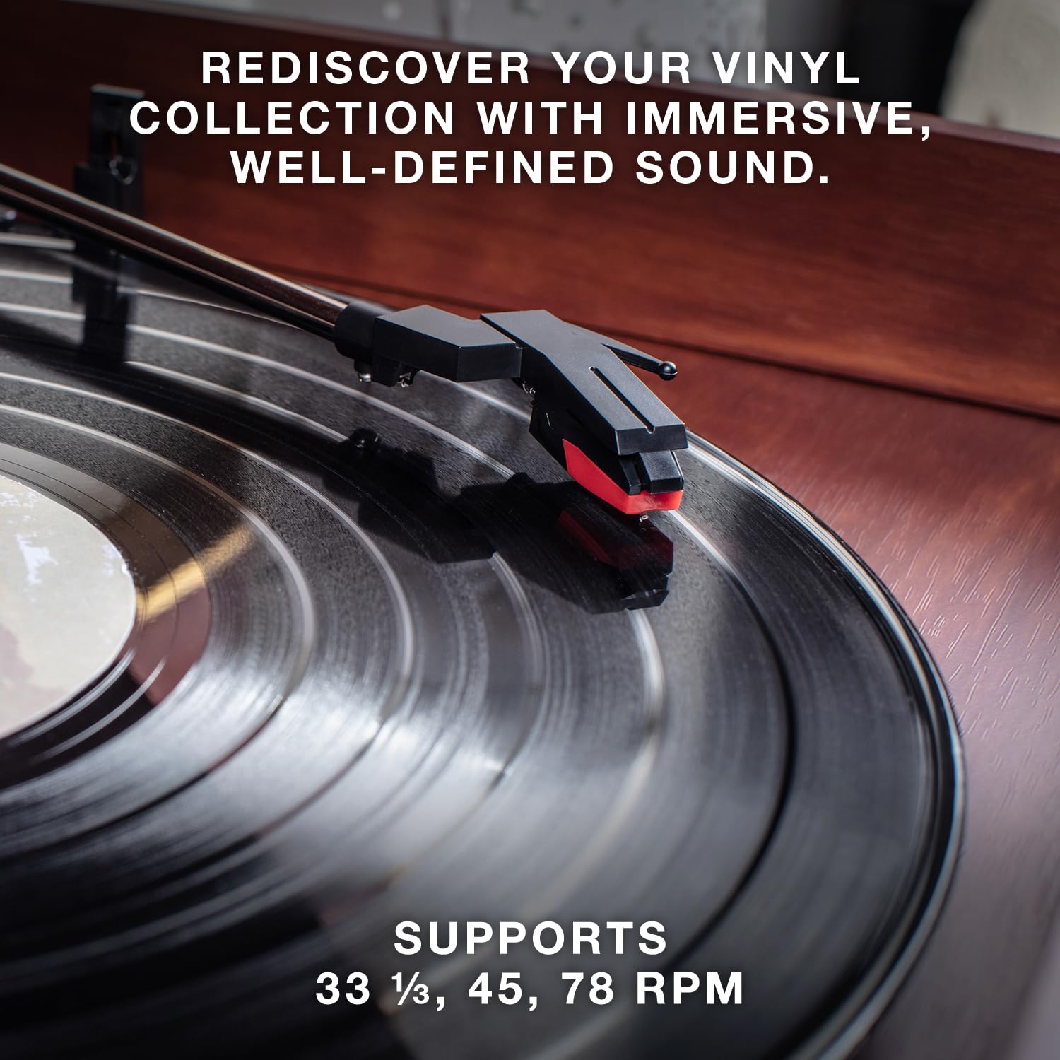 Victrola Nostalgic 6-in-1 Bluetooth Record Player & Multimedia Center with Built-in Speakers - 3-Speed Turntable, CD & Cassette Player, AM/FM Radio, Wireless Music Streaming, Espresso