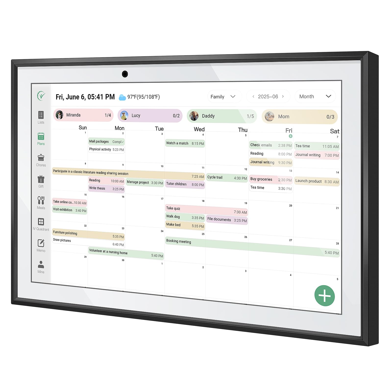 10.1 - Inch WiFi Smart Touchscreen Digital Desk Calendar: Two - Way Sync with Multiple Phones, Chore Charts, Achievement Rewards, AI - Generated Meal Planning, Interactive Family Schedule Display and Cloud Photo