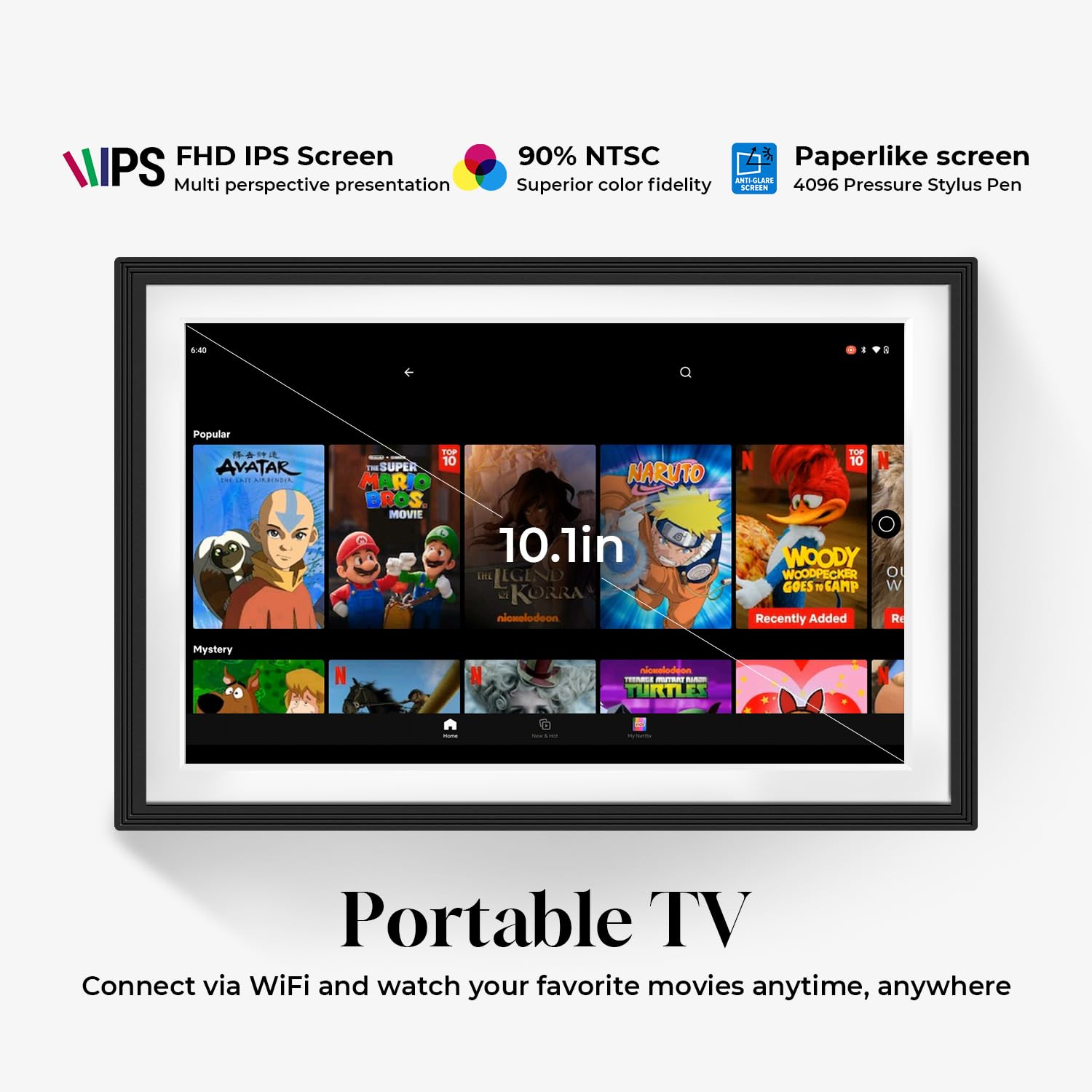 10.1”All-in-one Smart Display with Anti-Glare Touchscreen | Google Digital Calendar,Voice Assistant&Home hub | Wall-Mount Digital Picture Frame | Portable TV | Install Google Play Apps