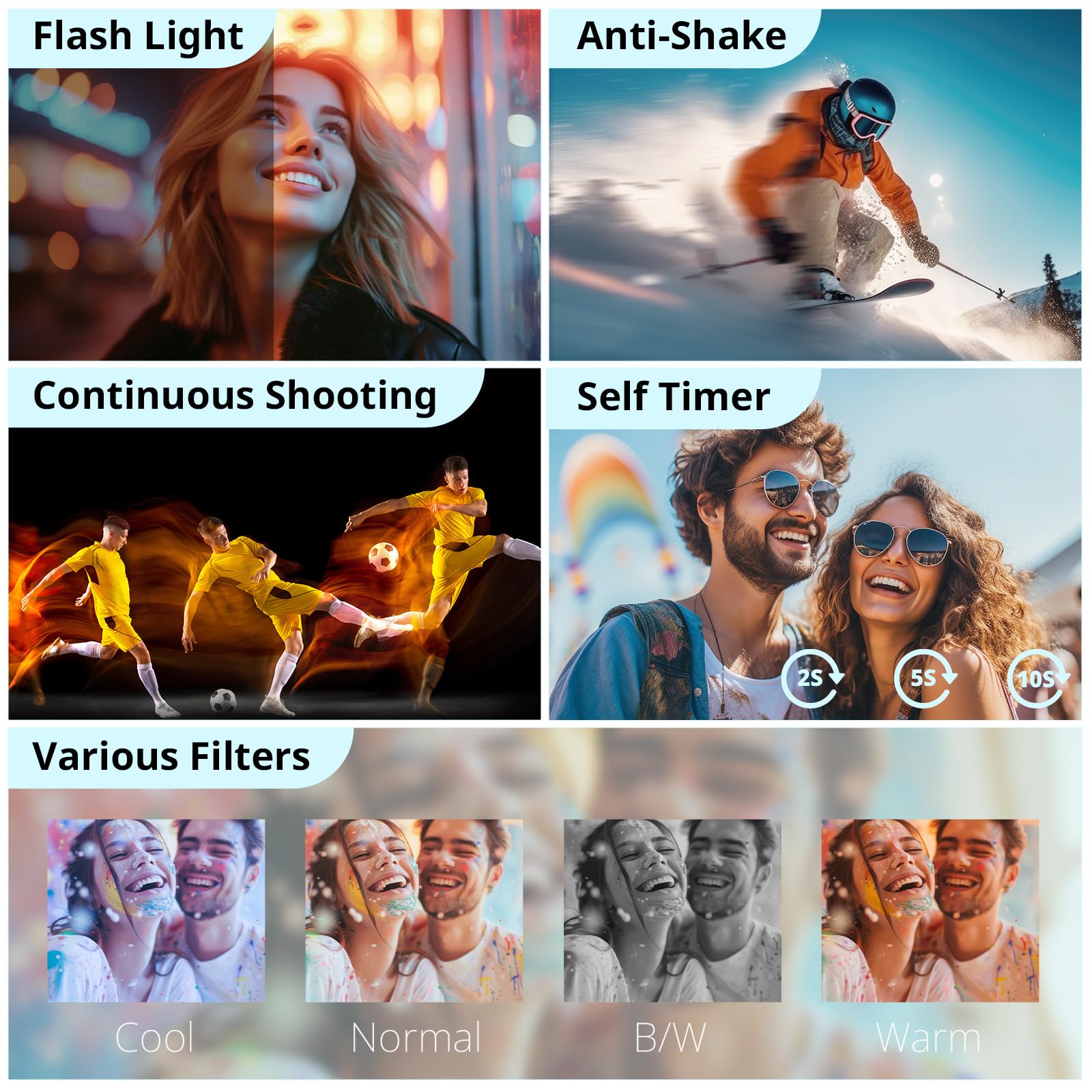 4K Digital Camera for Photography Autofocus, 2024 Latest 48MP Vlogging Camera for YouTube with SD Card, 2 Batteries, 3