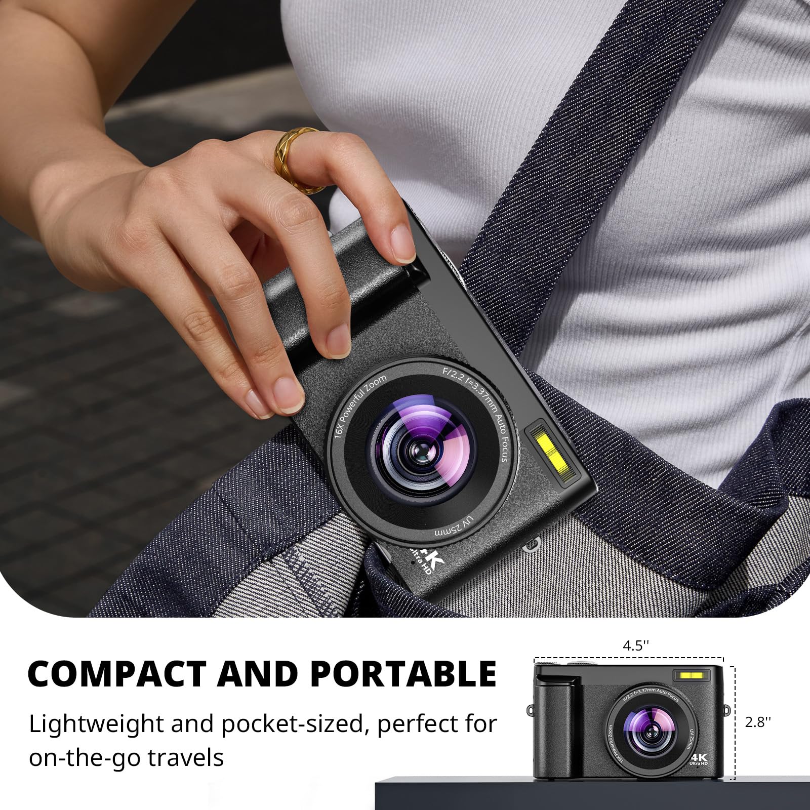 4K Digital Camera for Photography Autofocus, 2024 Latest 48MP Vlogging Camera for YouTube with SD Card, 2 Batteries, 3