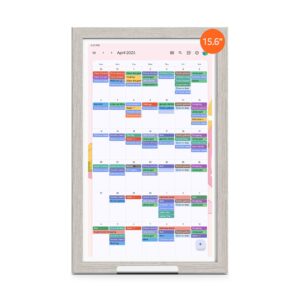 ApoloSign Digital Calendar: 15.6″ Wall Electronic Calendar, Smart Touchscreen Display for Family Scheduling, To-Do Lists, Meal Planning, and More | Google Play Supported | Wall Mount or Desktop | Oak Frame Finish – Gray