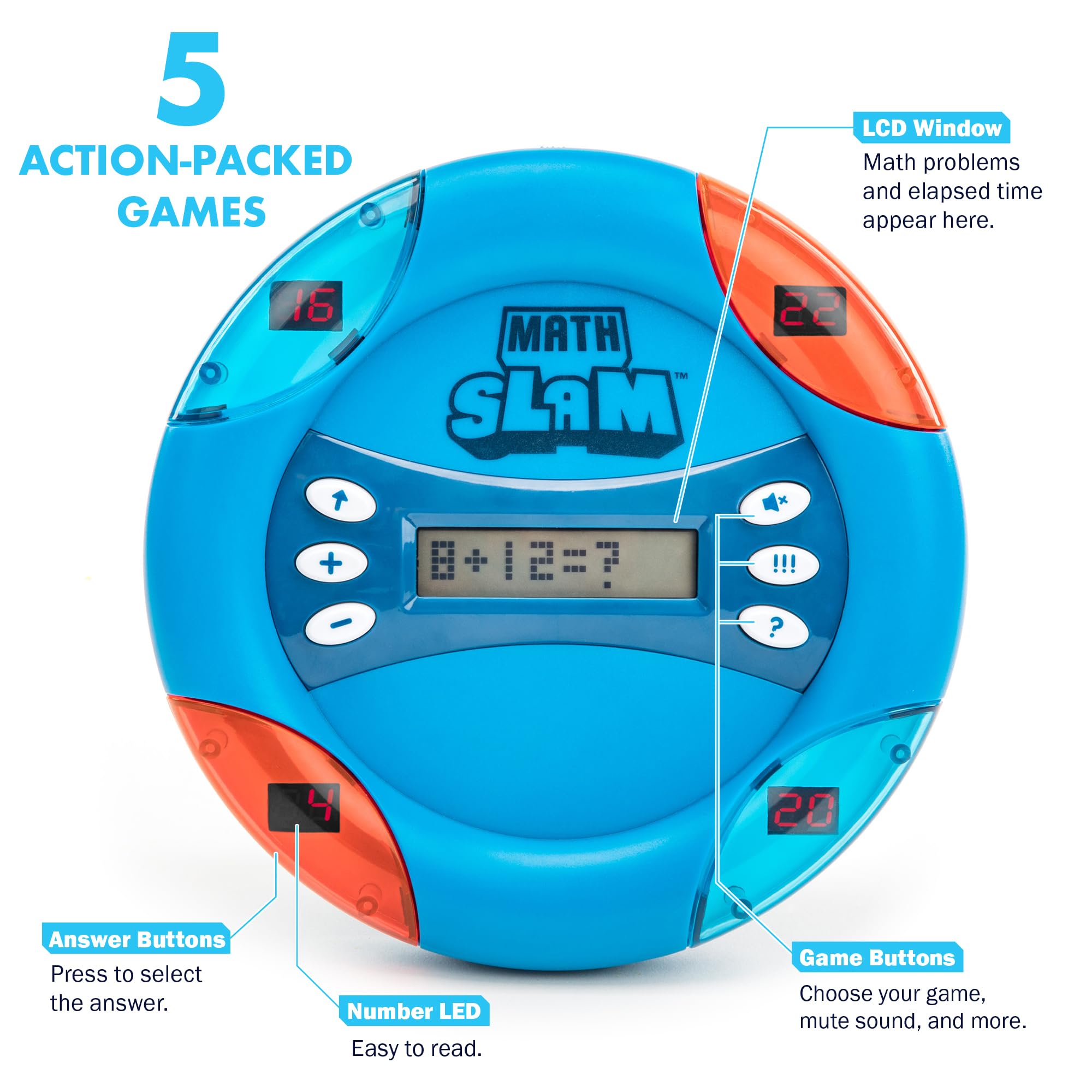 Educational Insights Math Slam - Interactive Math Games, Basic Algebra Game for Learning Addition and Subtraction, Handheld Kids' Electronics, Self Teaching STEM Learning Tools for Kids Ages 5+