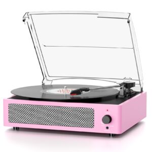 FEKTIK Record Players Vintage Turntable for Vinyl Records with Speakers Belt-Driven Turntables Support 3-Speed, Bluetooth Wireless Playback, Headphone, AUX-in, RCA Line LP Vinyl Players