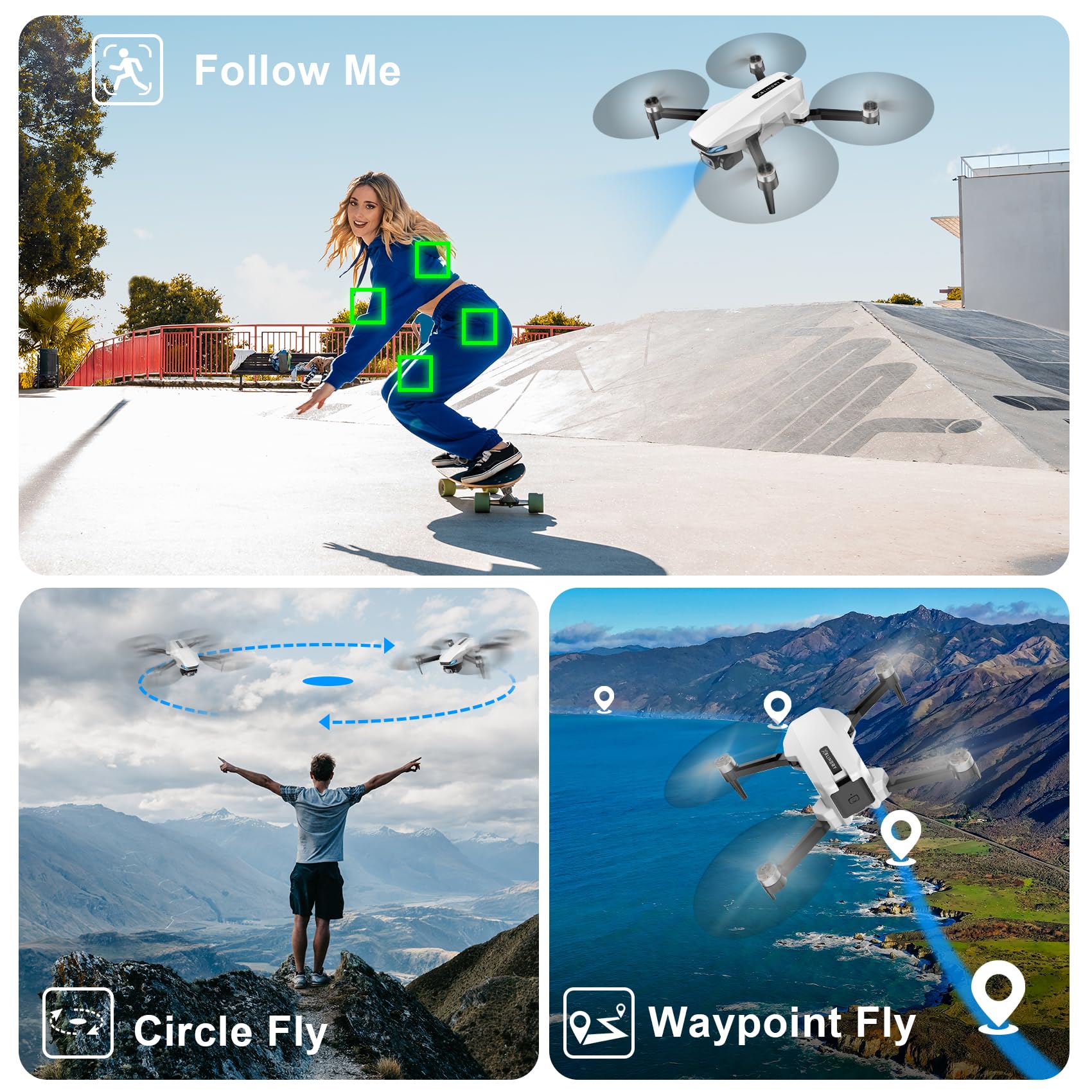 GPS Drone with Camera for Adults, 2K HD FPV Drones with Auto Return, Follow Me, Circle Fly, Waypoint Fly, Stable Hover, Brushless Motor, Foldable 5G Transmission FPV Quadcopter