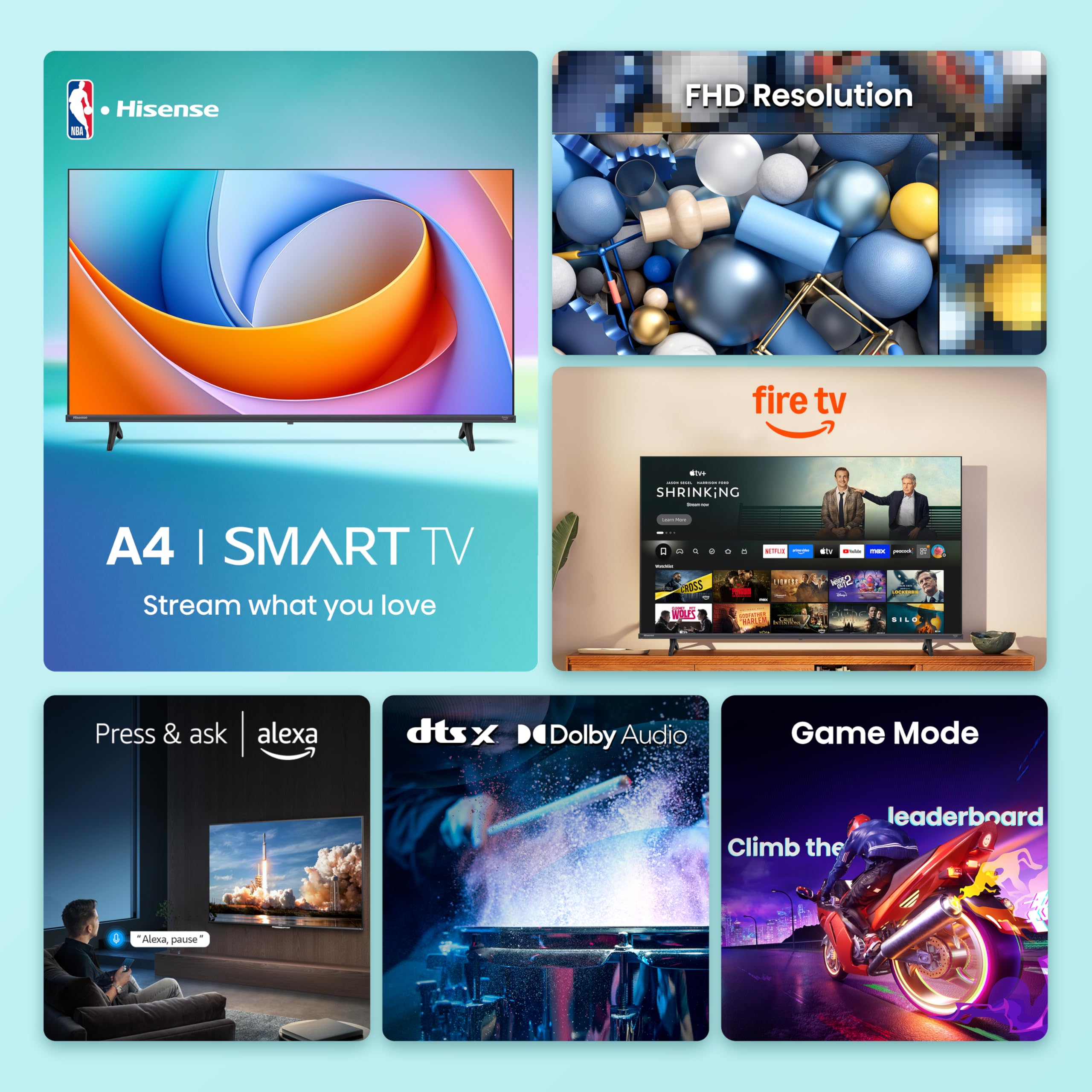 Hisense 32-Inch Class A4 Series FHD 1080p Smart Fire TV (32A4NF, 2025 Model) - DTS Virtual: X, Slim Bezel Design, Alexa Built in