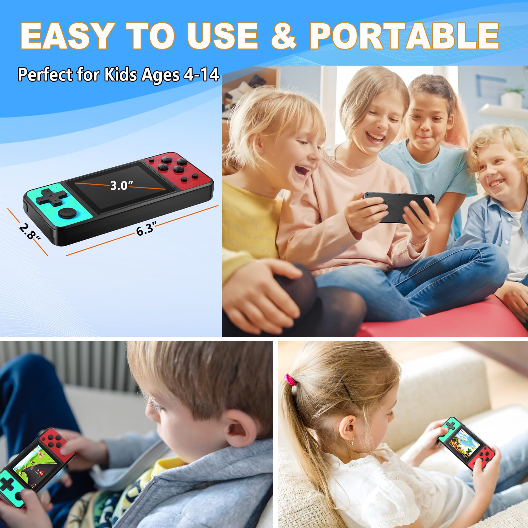KAVOYI 32 Bit Handheld Games for Kids Built-in 139 Video Games,3.0