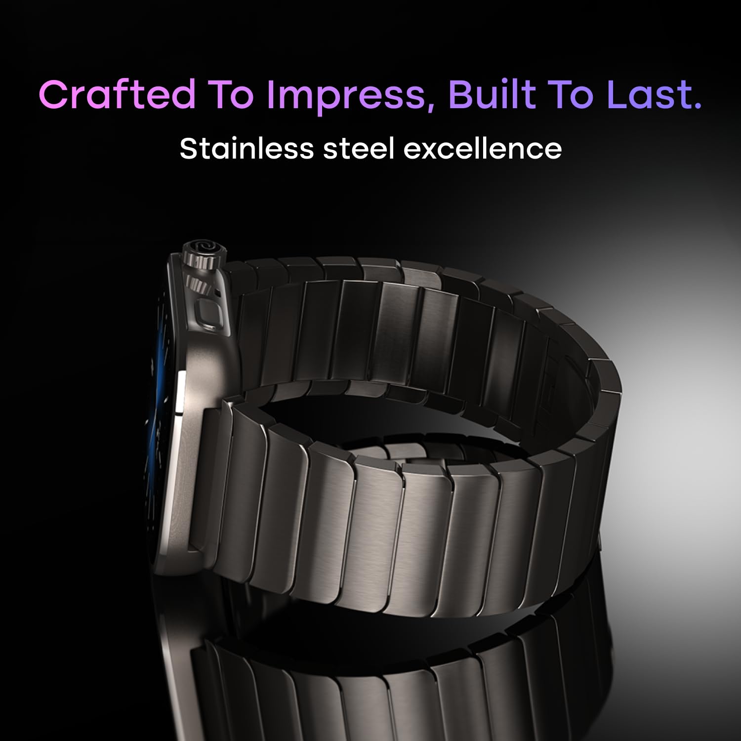 Noise Pro 6 Max Smart Watch:Intelligent AI, Endless AI Watch Faces, AI Companion, 1.96 AMOLED, Stainless Steel Build, Built-in GPS, 5 ATM, EN2 Processor, for iOS & Android(Chrome Black)