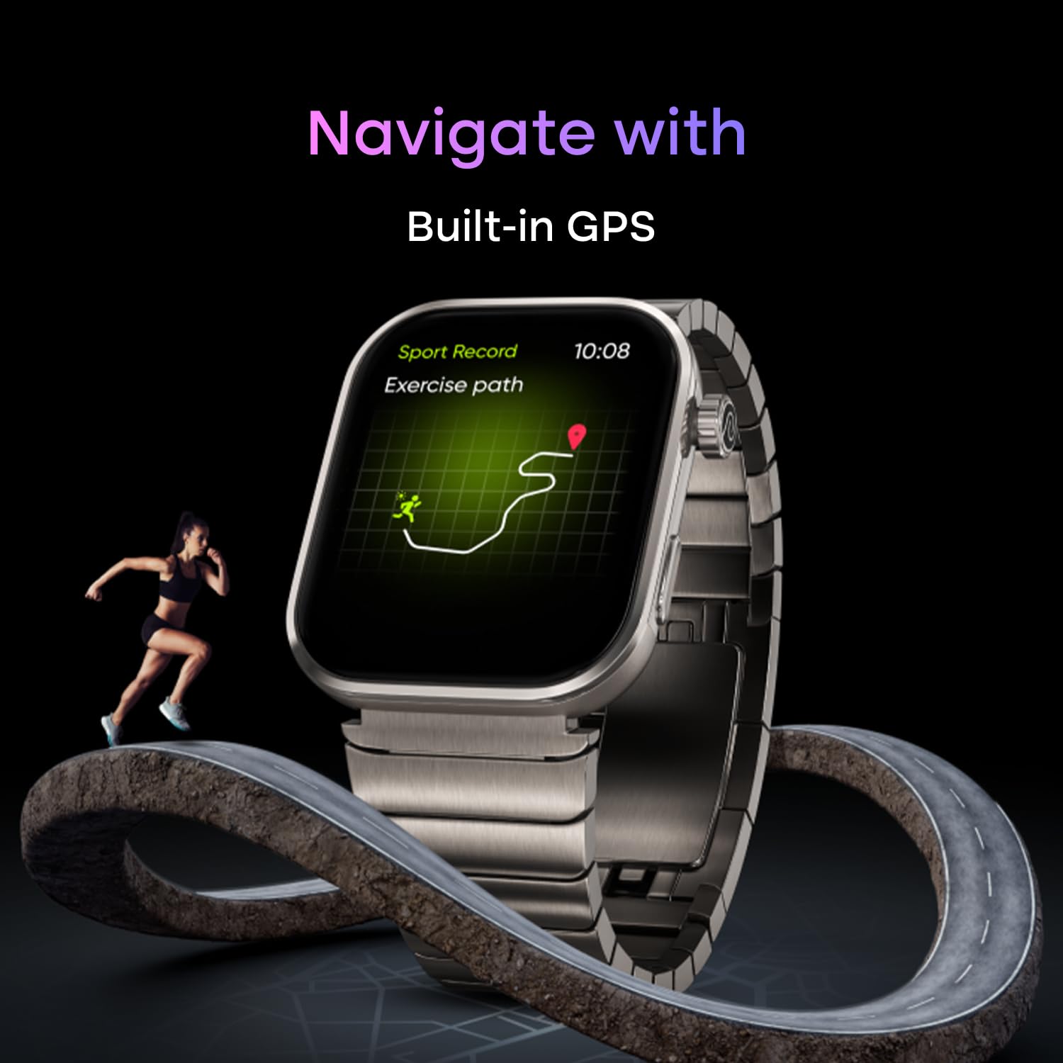 Noise Pro 6 Max Smart Watch:Intelligent AI, Endless AI Watch Faces, AI Companion, 1.96 AMOLED, Stainless Steel Build, Built-in GPS, 5 ATM, EN2 Processor, for iOS & Android(Chrome Black)