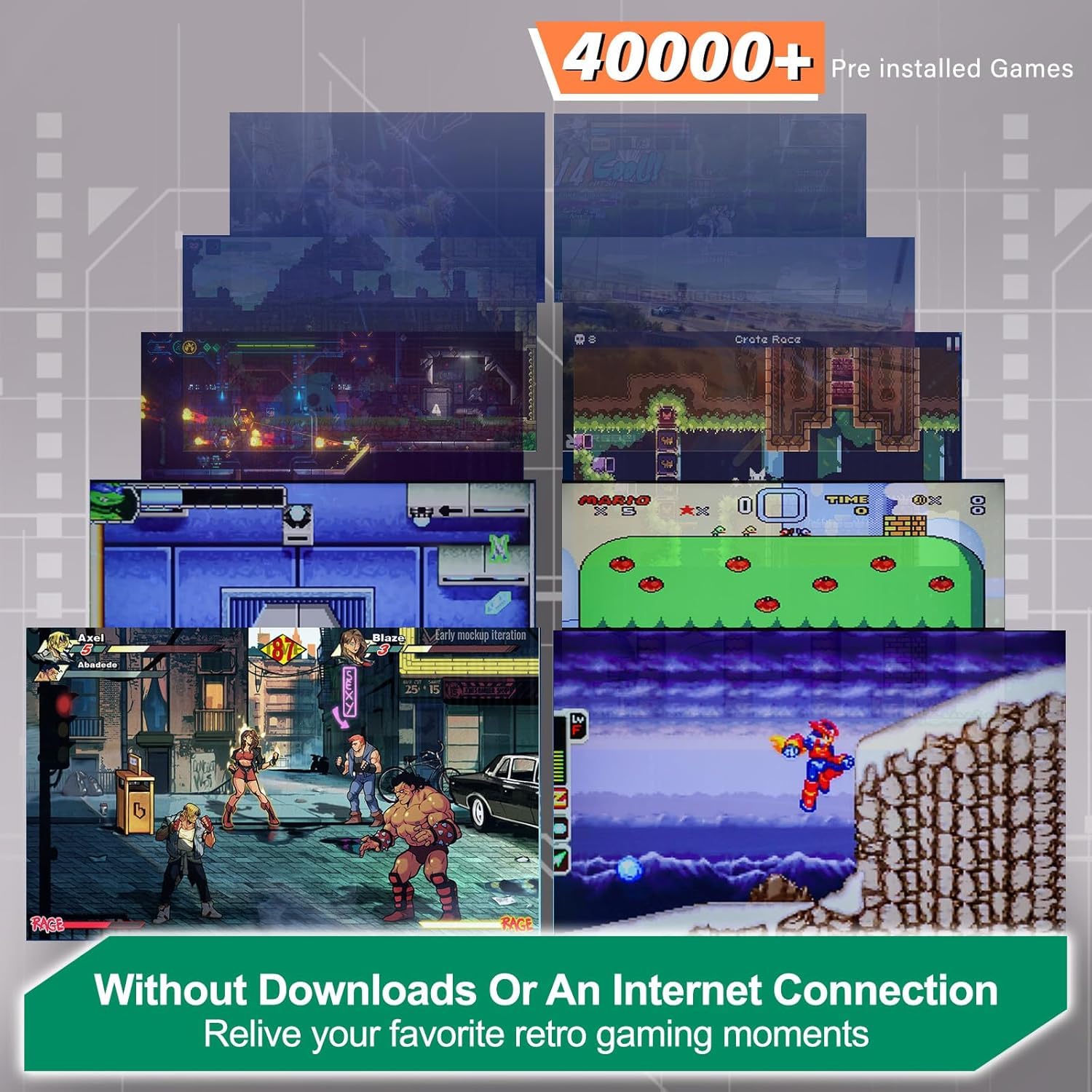 Retro Gaming Console with 40,000+ Classic Games, 23 Emulators, Dual 2.4GHz Wireless Controllers, 4K HD Output, Save & Load Function, Plug & Play, Compatible with TV/PC/Projector, 64GB