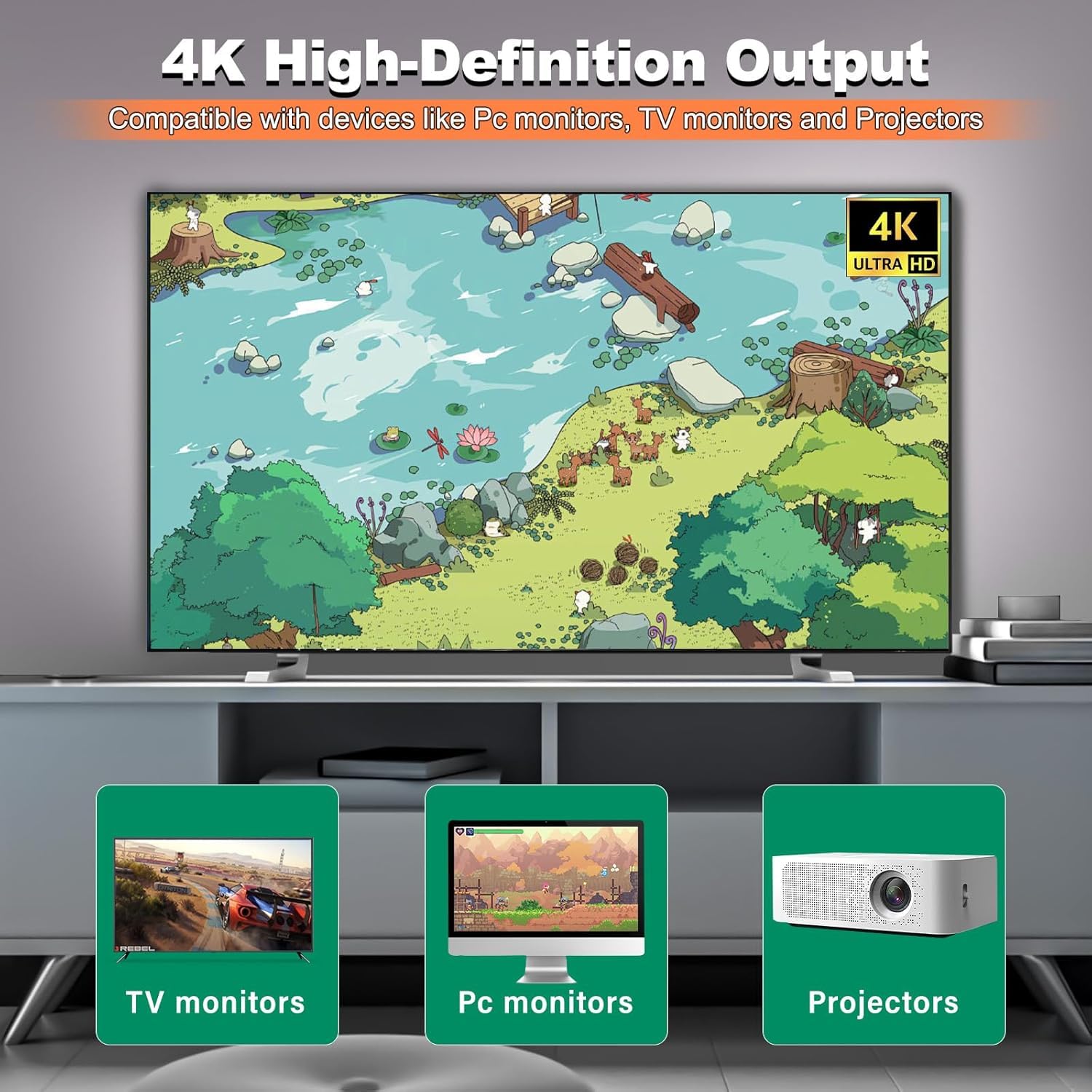 Retro Gaming Console with 40,000+ Classic Games, 23 Emulators, Dual 2.4GHz Wireless Controllers, 4K HD Output, Save & Load Function, Plug & Play, Compatible with TV/PC/Projector, 64GB