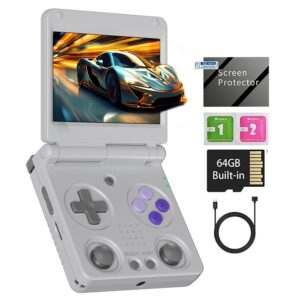 RG34XXSP Retro Handheld Game Console RG34XX SP Retro Gaming Console with 64G Preloaded 5000+ Games,3300 mAh Battey, Portable Pocket Arcade Support 30+ Simulators 5G WiFi Bluetooth HD Indigo