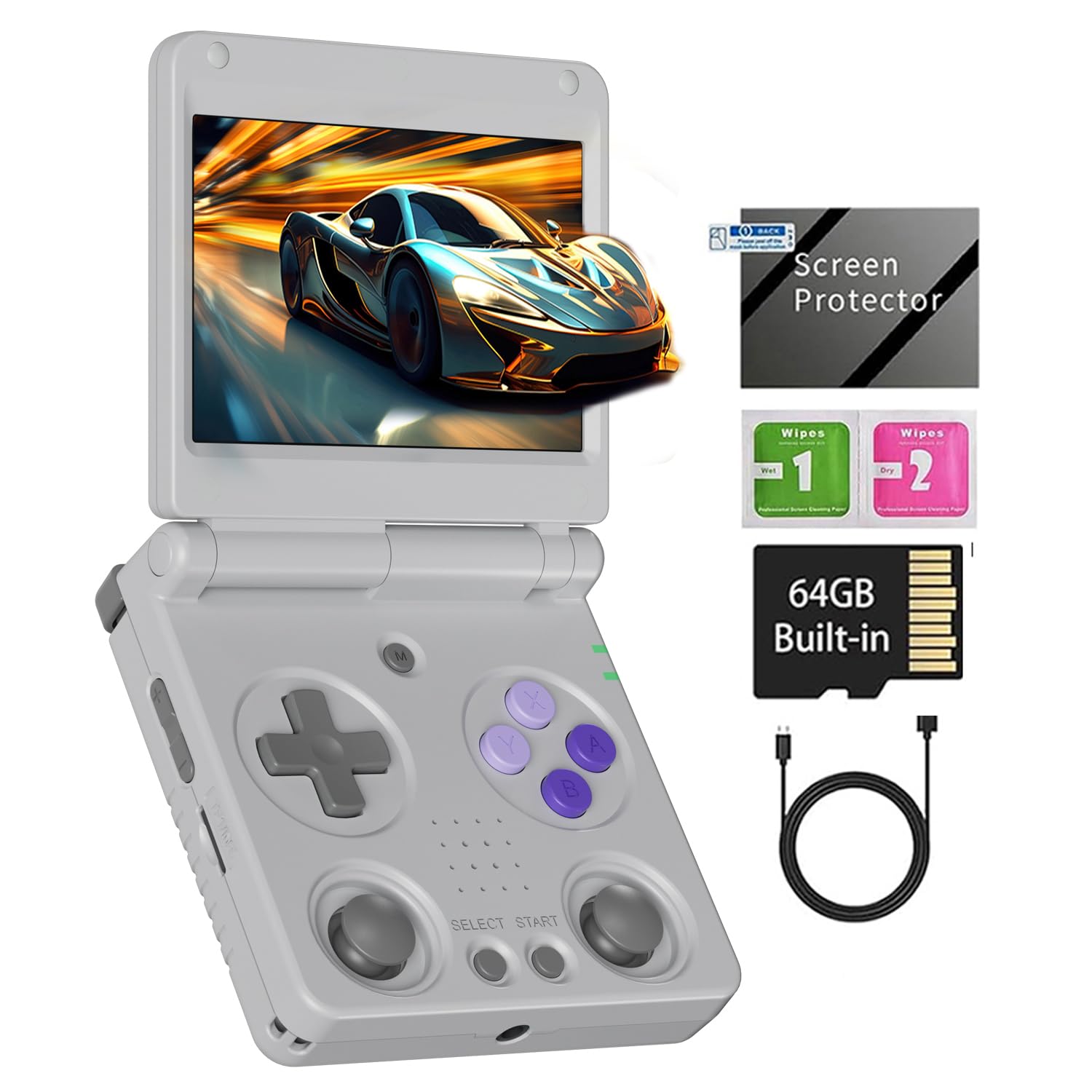 RG34XXSP Retro Handheld Game Console RG34XX SP Retro Gaming Console with 64G Preloaded 5000+ Games,3300 mAh Battey, Portable Pocket Arcade Support 30+ Simulators 5G WiFi Bluetooth HD Indigo