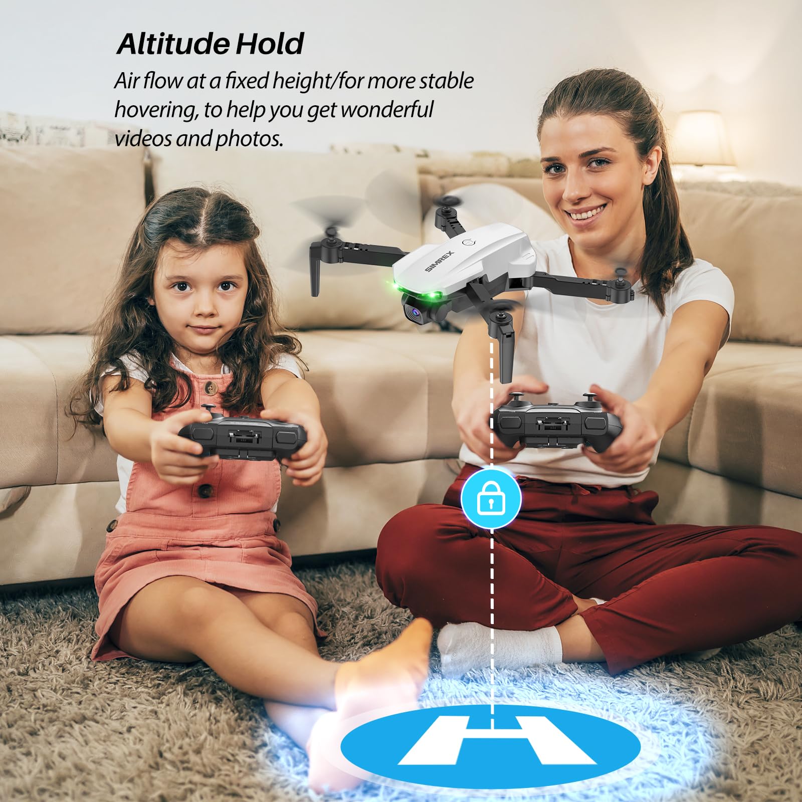 Simrex Drone With Camera for Adults-1080P FPV Quadcopter Drone with Hover Stable, Foldable Mini Drones With One Key Start, Waypoint Fly, Headless Mode, Auto-Follow, 3D Flip, 3 Speeds, 2 Batteries, Easy for Beginners