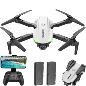 Simrex Drone With Camera for Adults-1080P FPV Quadcopter Drone with Hover Stable, Foldable Mini Drones With One Key Start, Waypoint Fly, Headless Mode, Auto-Follow, 3D Flip, 3 Speeds, 2 Batteries, Easy for Beginners