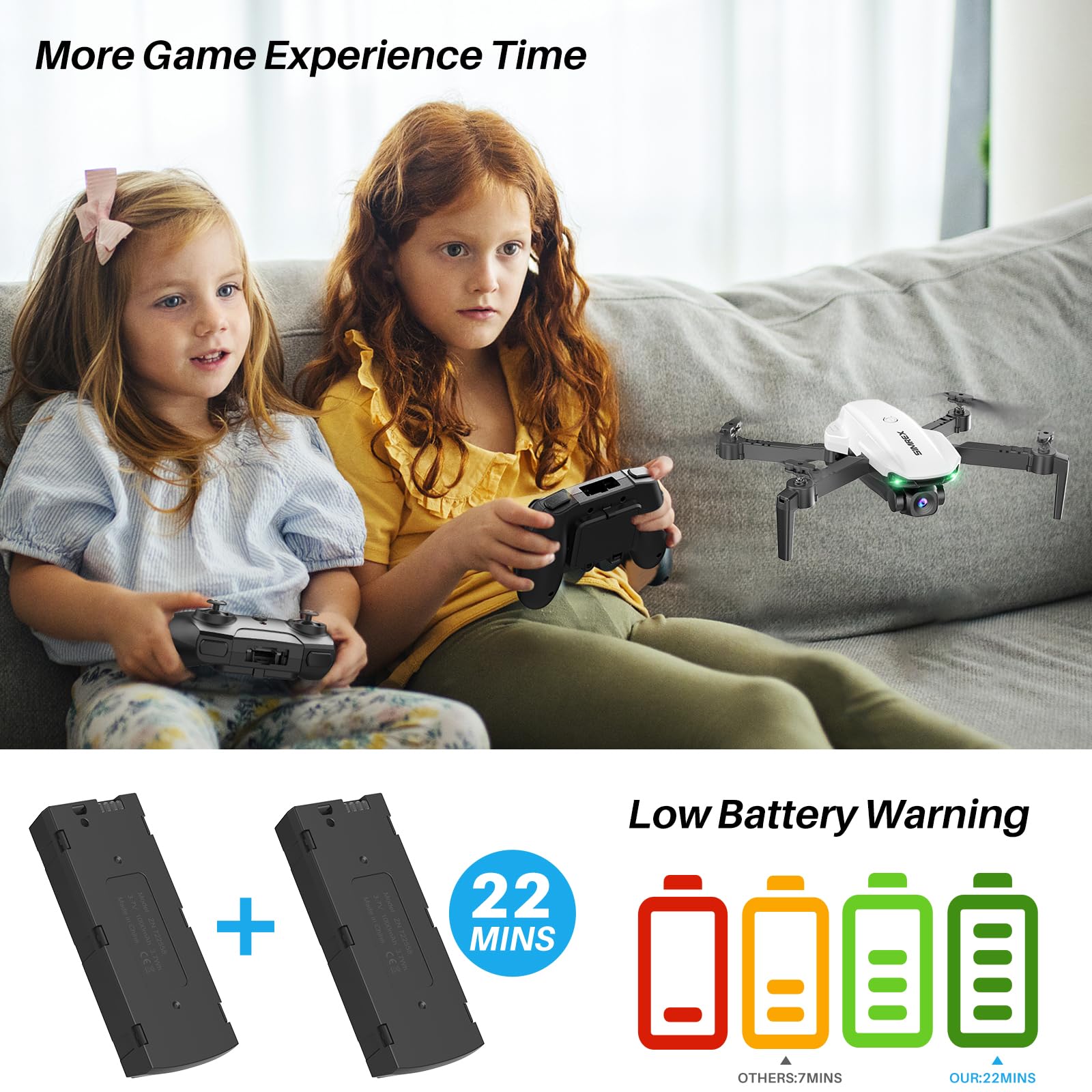 Simrex Drone With Camera for Adults-1080P FPV Quadcopter Drone with Hover Stable, Foldable Mini Drones With One Key Start, Waypoint Fly, Headless Mode, Auto-Follow, 3D Flip, 3 Speeds, 2 Batteries, Easy for Beginners