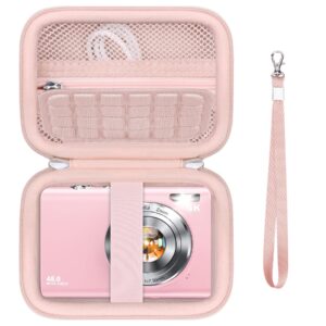 Supmay Hard Carrying Case for Lecnippy/for Lecran/for FJFJOPK Digital Camera, 4K Vlogging Camera for Photography, 48MP Portable Compact Point and Shoot Digital Camera Kids Camera Storage Holder, Pink