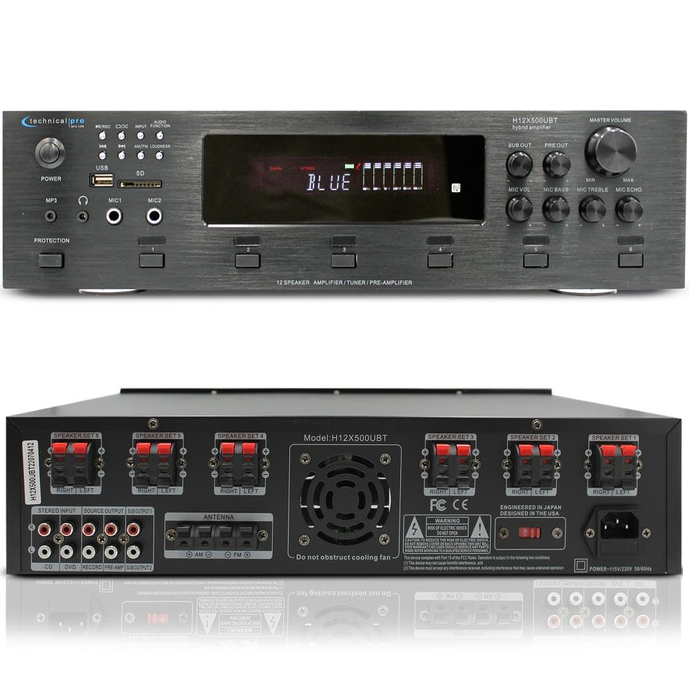 Vaiyer Home Theater System Kit, 6-Channel 6000 Watts Bluetooth Amplifier with 6.50