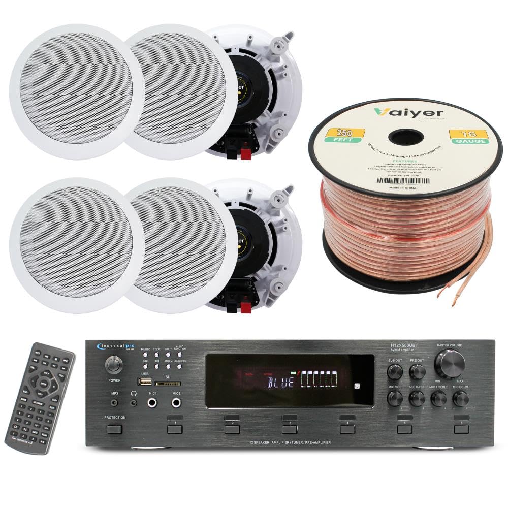 Vaiyer Home Theater System Kit, 6-Channel 6000 Watts Bluetooth Amplifier with 6.50