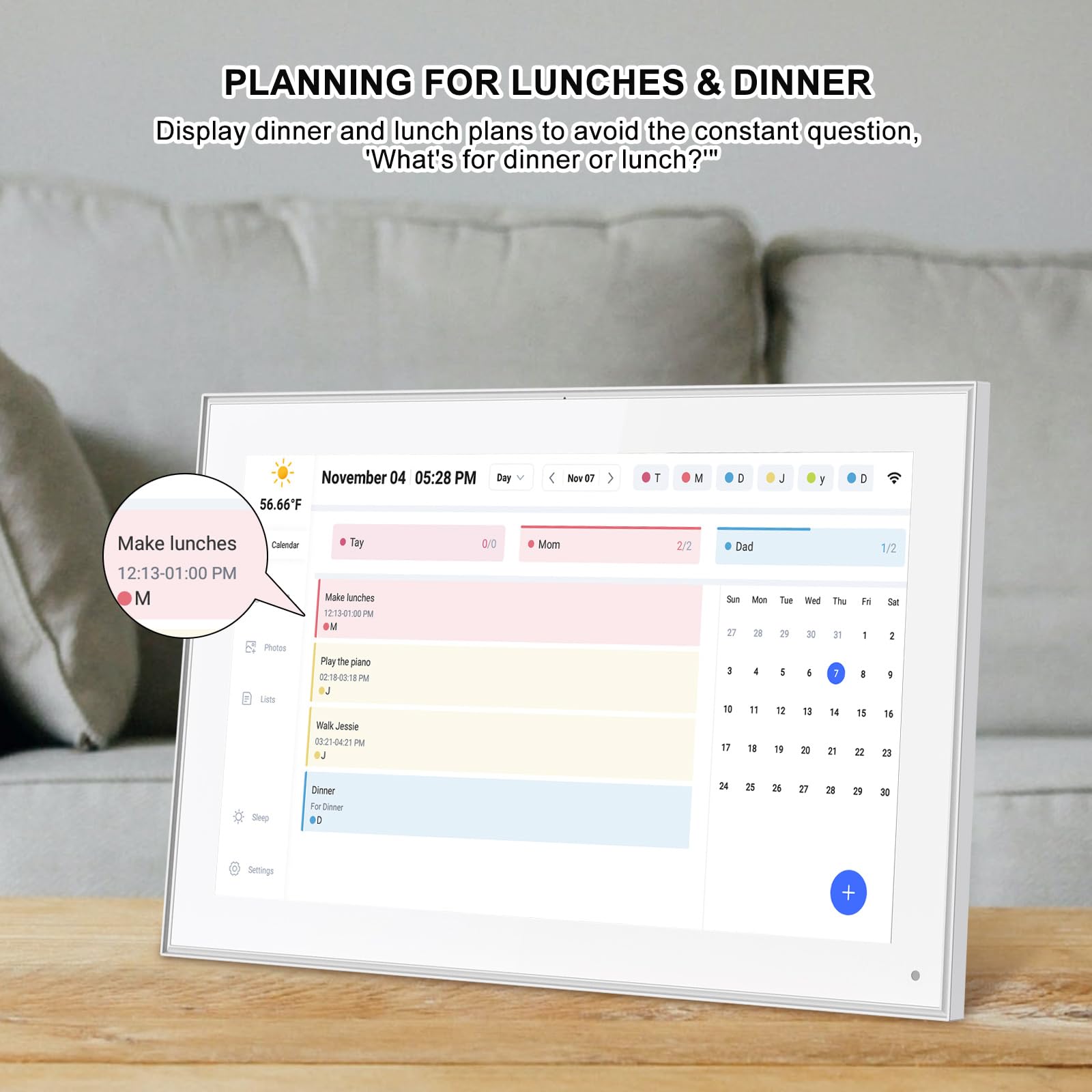 10.1 Inch Smart Digital Calendar Planner & Chore Chart, IPS HD Touchscreen Interactive Display for Family Schedules, Streamline Household Organization - Built-in Digital Picture Frames Function