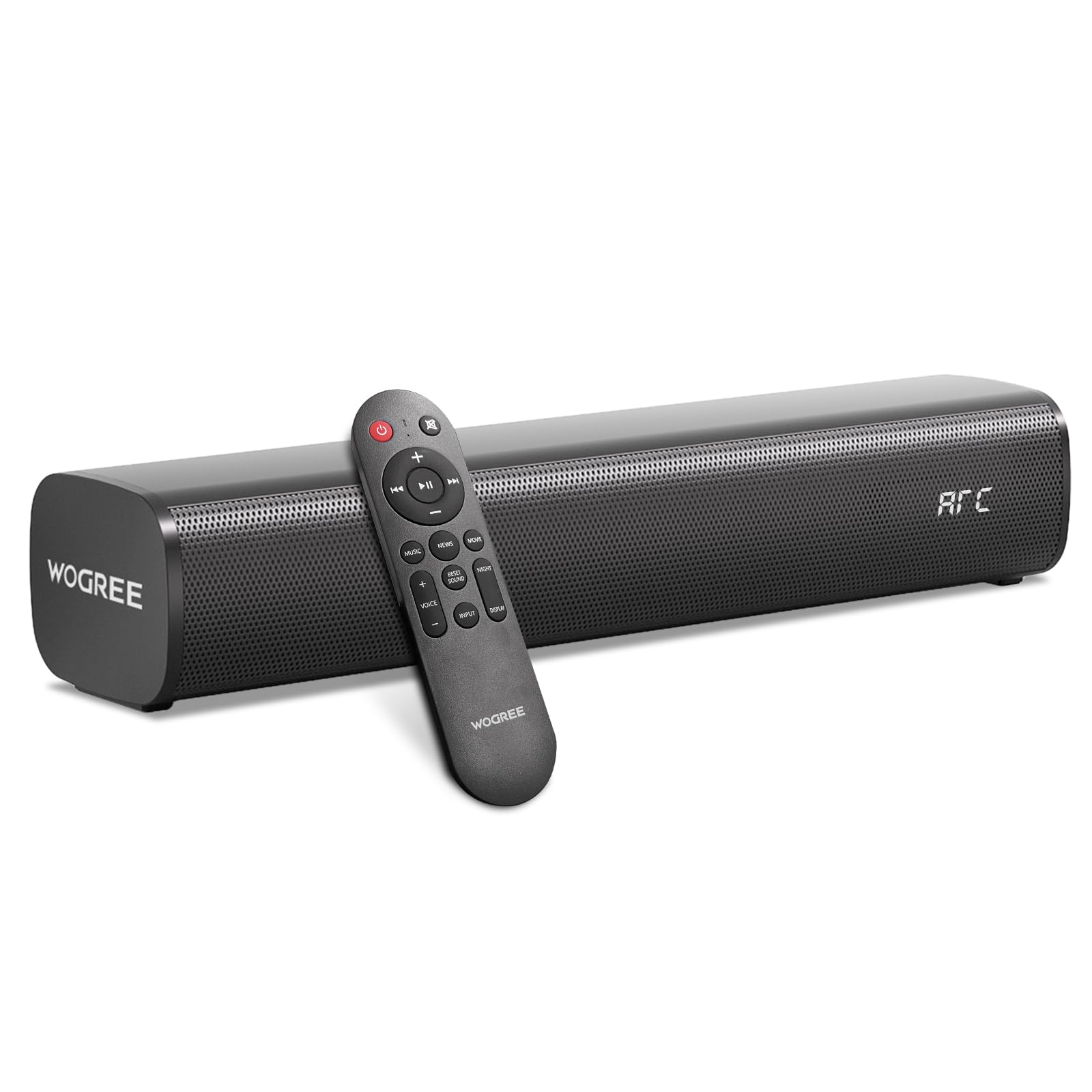 2.1ch Sound Bar for Smart TV with 6 Levels Voice Enhancement, Built-in Subwoofer, 16 Inches Bluetooth 5.3 TV Soundbar Speakers with ARC/Optical/AUX/USB Connection
