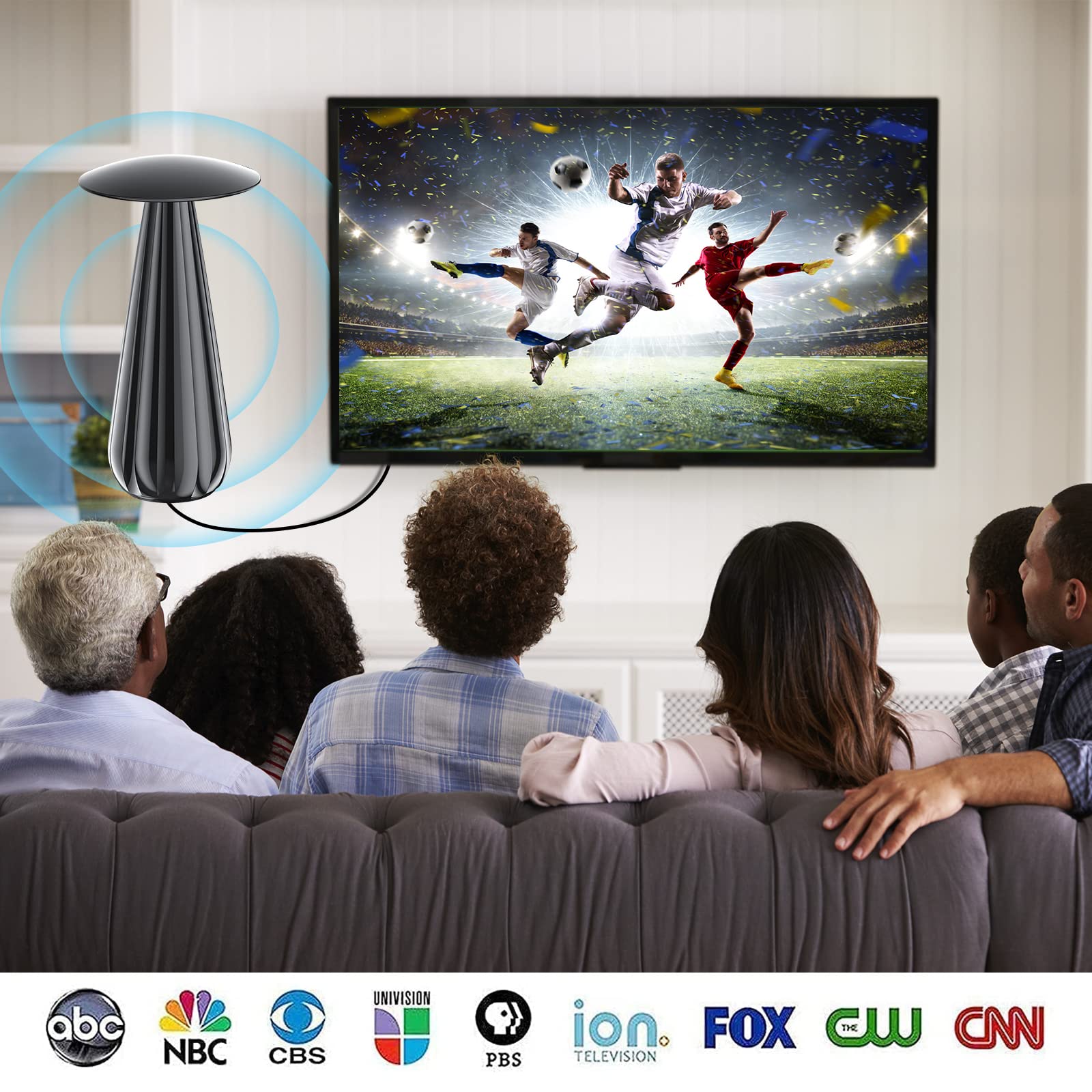 2025 TV Antenna Indoor, 2200+ Miles Long Range Digital Antenna for Smart TV Best Rated, Outdoor HDTV Antennas Local Channels with Strongest Amplifier Signal Booster Support 8K 4K 1080p- 36ft Cable