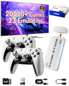 2025 Upgraded Retro Gaming Console Stick, Classic Video Games Stick with 4K HDMI, Built-in 23 Emulators, 20000+ Games – Plug & Play TV Video Gaming Stick with Upgrade Dual 2.4G Wireless Controllers