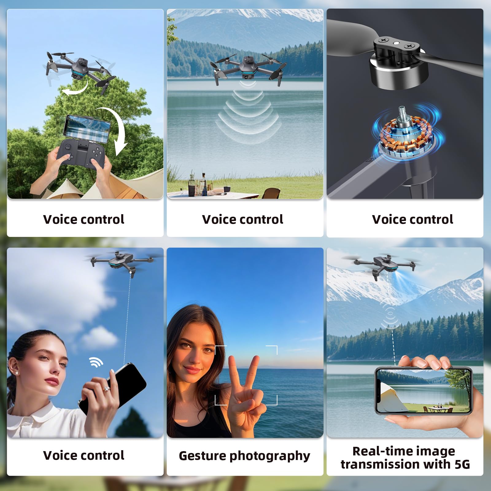 4K Camera Drone with Foldable Design, Dual Adjustable Lenses, Brushless Motors, Obstacle Avoidance, Altitude Hold, One-Touch Takeoff, Headless Mode, 2 Batteries, Storage Case Included