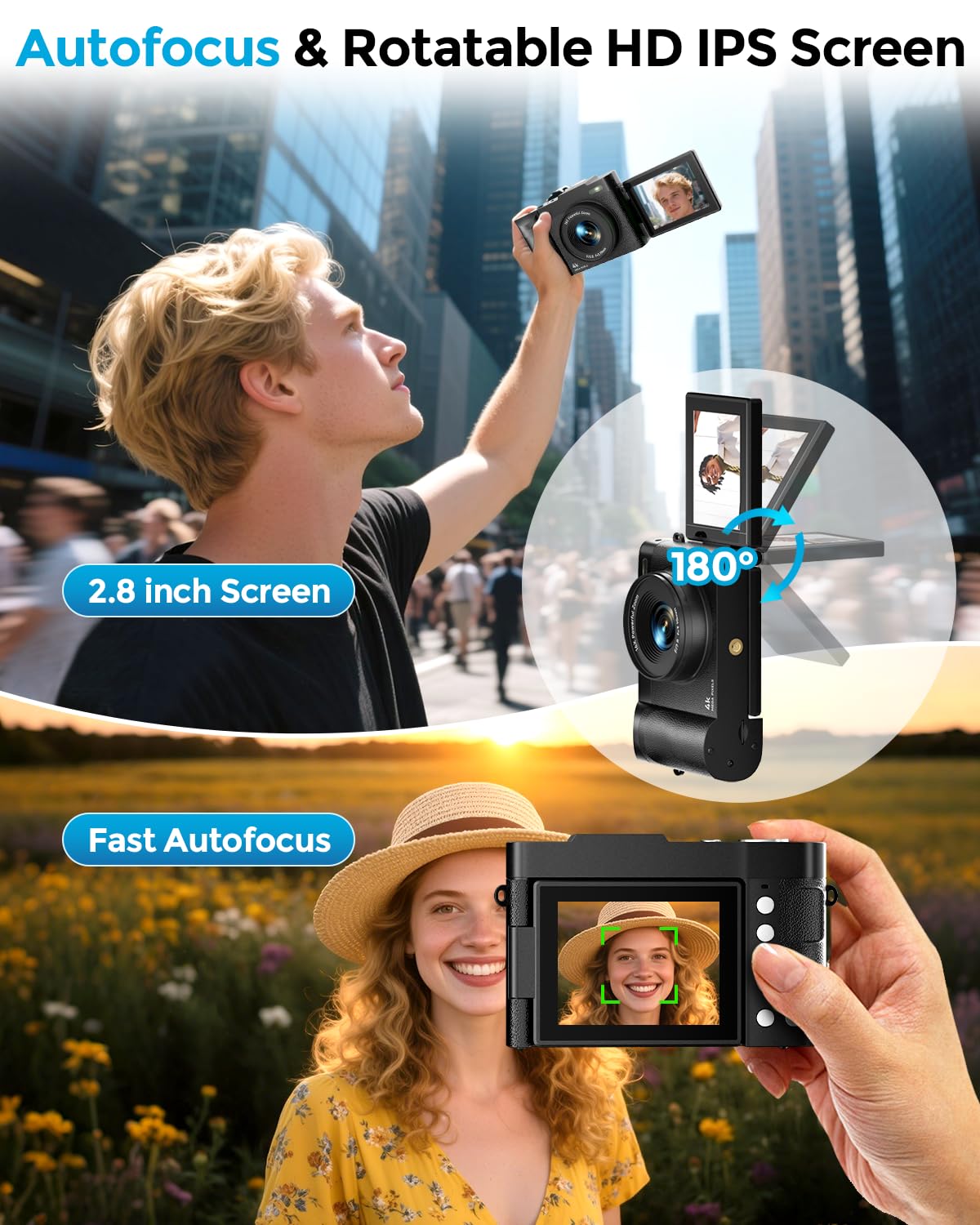 4K Digital Camera for Photography- 48MP Autofocus Vlogging Camera with 2.8