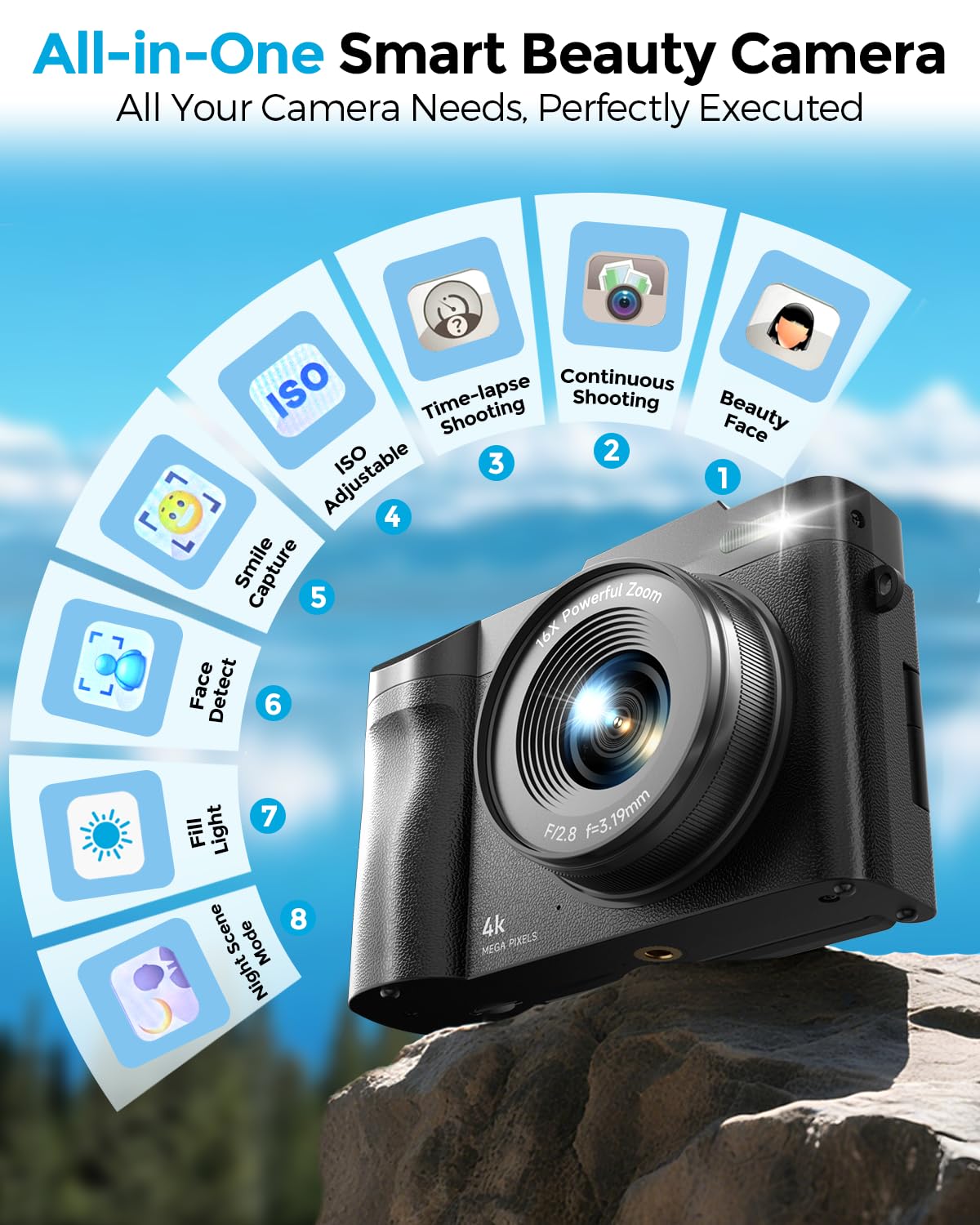 4K Digital Camera for Photography- 48MP Autofocus Vlogging Camera with 2.8