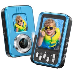 4K Underwater Camera Snorkeling 11FT Waterproof Camera 64MP Autofocus with 32GB Card Dual Screens Selfie 16X Zoom Floatable Compact Digital Camera Waterproof with 2 Batteries (Black)
