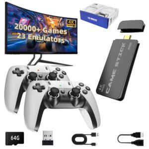 BADGOAL 2025 Upgrades Retro Game Console Stick Pro, Nostalgia Gaming Stick, Over 20,000 Games and 23 Emulators, Upgraded Dual 2.4G Wireless Controllers, Plug & Play TV Video Gaming Stick with 64GB Memory