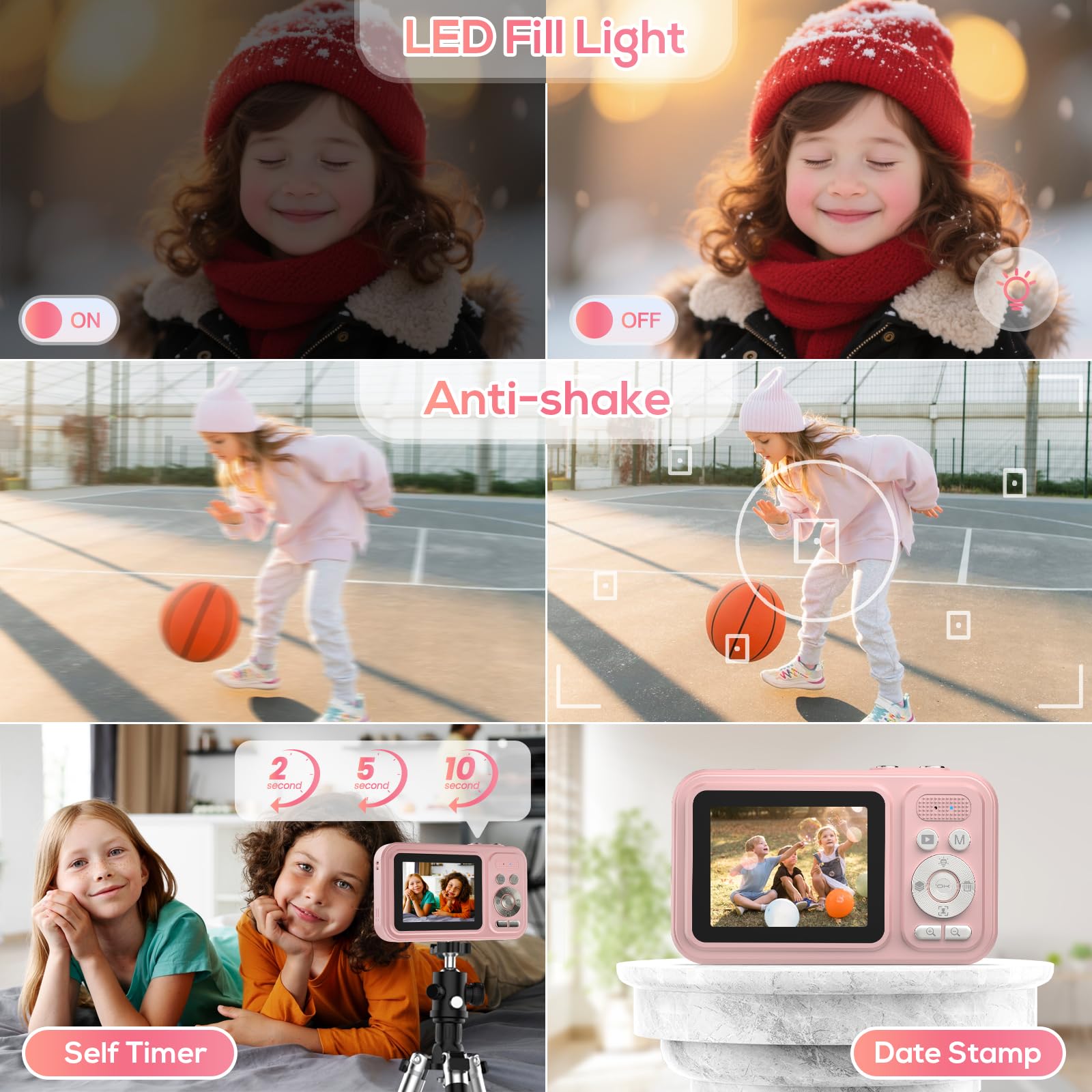 Digital Camera for Kids, WITYEAH 48MP FHD 1080P Point and Shoot Digital Cameras with 16X Zoom Anti-Shake, Compact Portable Cameras for Photography, for Boys Girls Teens Beginners