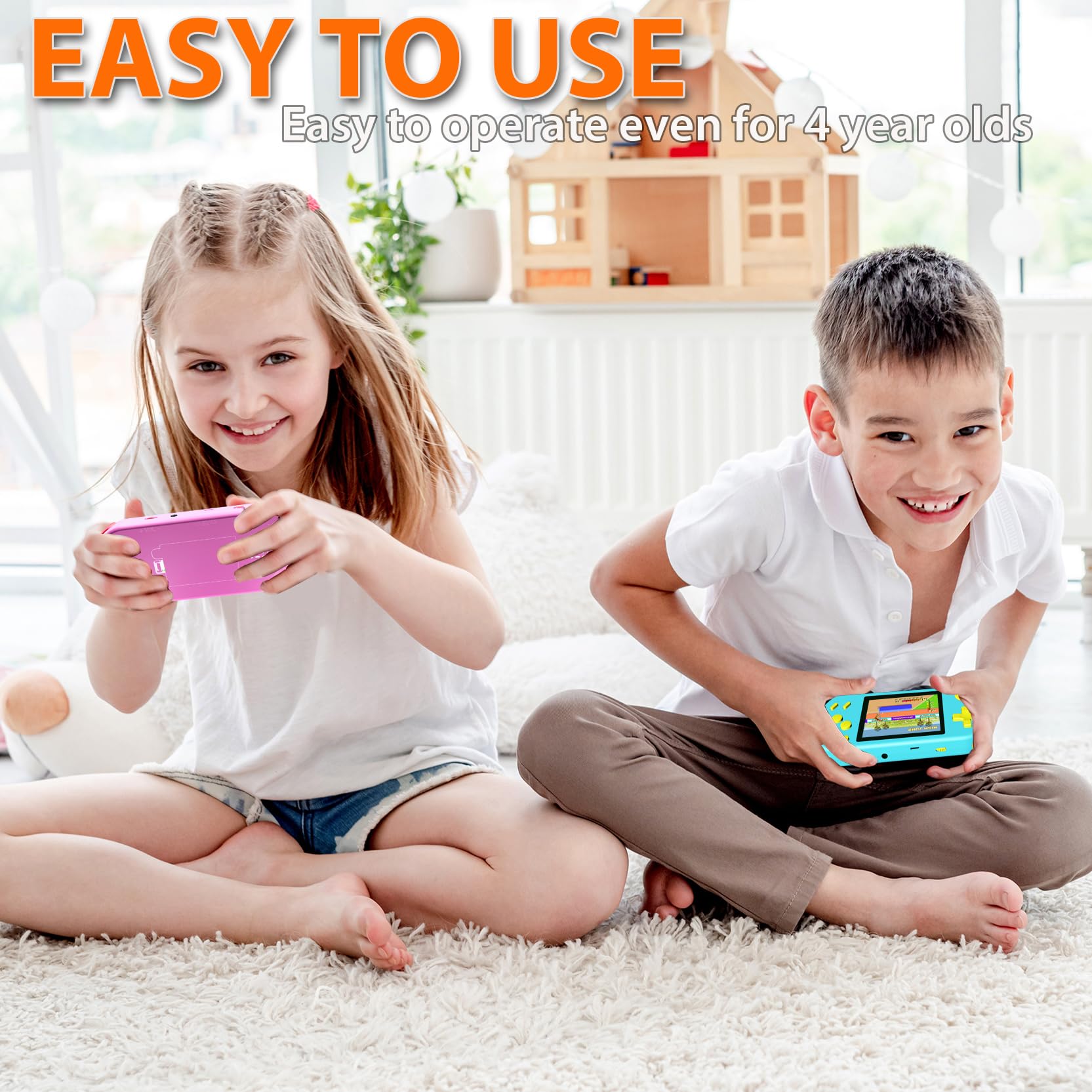 Handheld Games for Kids Adults with Built in 268 Classic Retro Video Games,3.0'' Color Screen Rechargeable Portable Arcade Gaming Player,Boys Girls Travel Electronics Toys Birthday Gift (A-Blue)