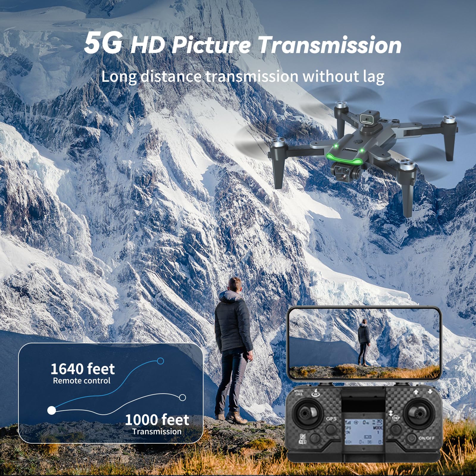 HYTOBP GPS Drone with 4K Camera for Adults, S166 Drone Under 249g 5GHz Transmission 3 Batteries, 90° Adjustable Lens, Auto Return, Follow Me, Brushless Motor Drones for Adults and Beginners (Black)