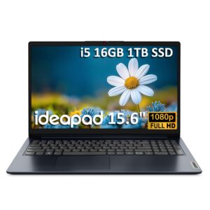 Lenovo IdeaPad (15.6″ FHD Anti-Glare, Intel Core i5-1235U (> i7-1165G7), 16GB RAM, 1TB SSD), Laptop for Home, Student, Business, Webcam w/ Shutter, 10-Hour Long Battery Life, Win 11 Home in S Mode
