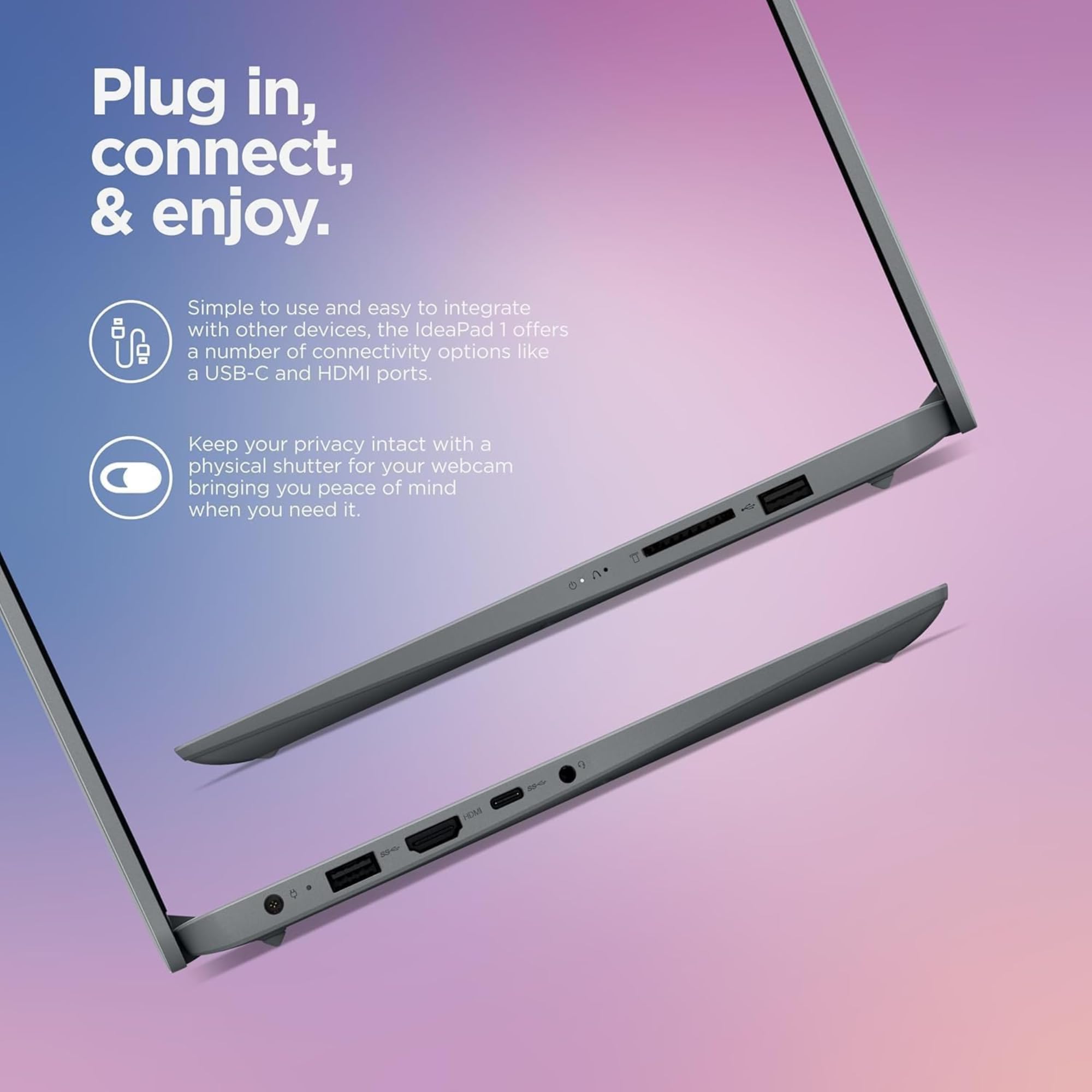 Lenovo IdeaPad 1i Laptop with Microsoft 365 Home and Business • 20GB RAM • 1TB Cloud Storage and 256GB SSD • Intel Core • 14 Anti-Glare Screen • WiFi-6 • 11HR Battery • Windows 11 • w/o Earbuds