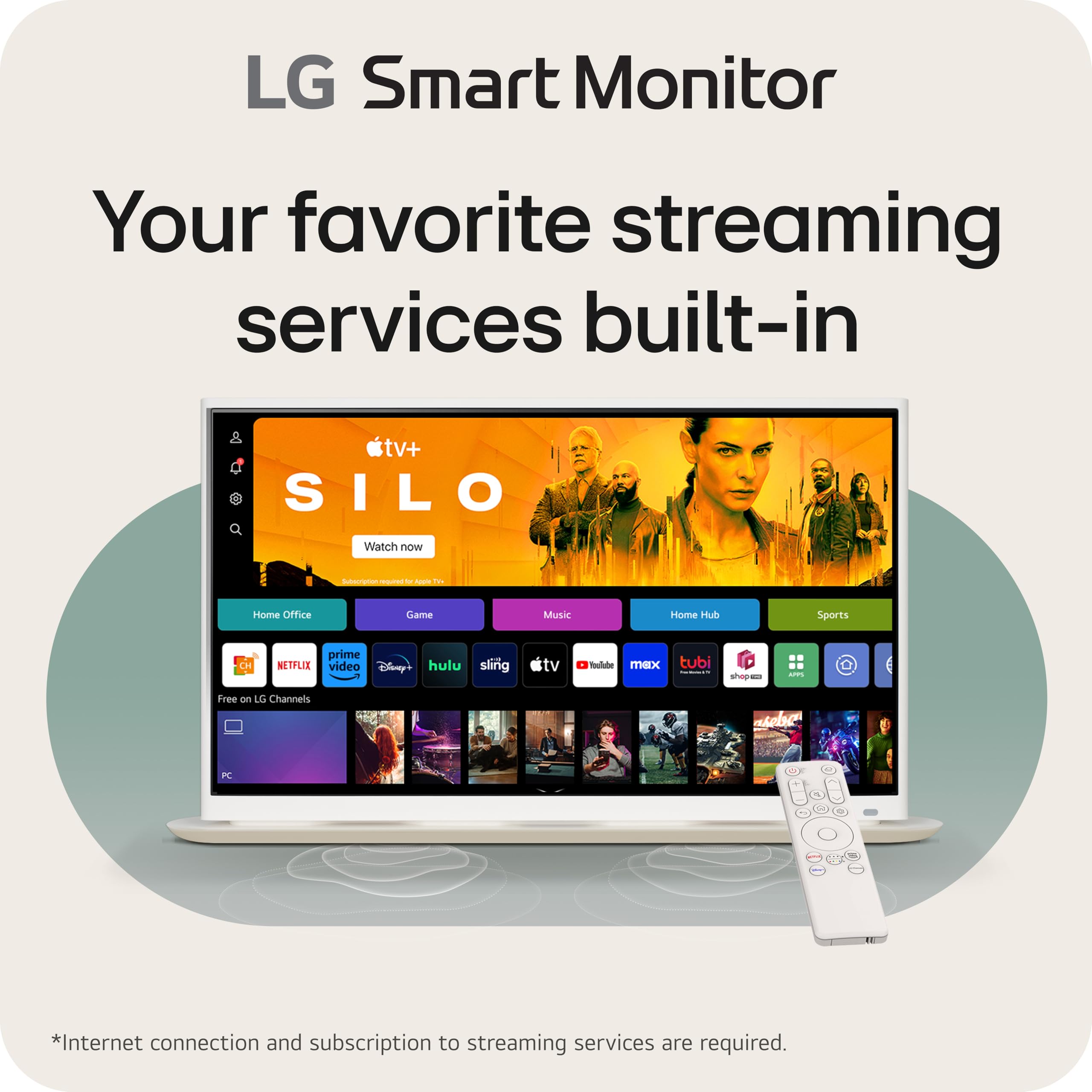 LG 32SR70U-W 32-Inch 4K UHD Smart Monitor with IPS Display webOS 23 USB Type-C Speakers x2 HDR 10 AirPlay 2 Screen Share Bluetooth Remote - White