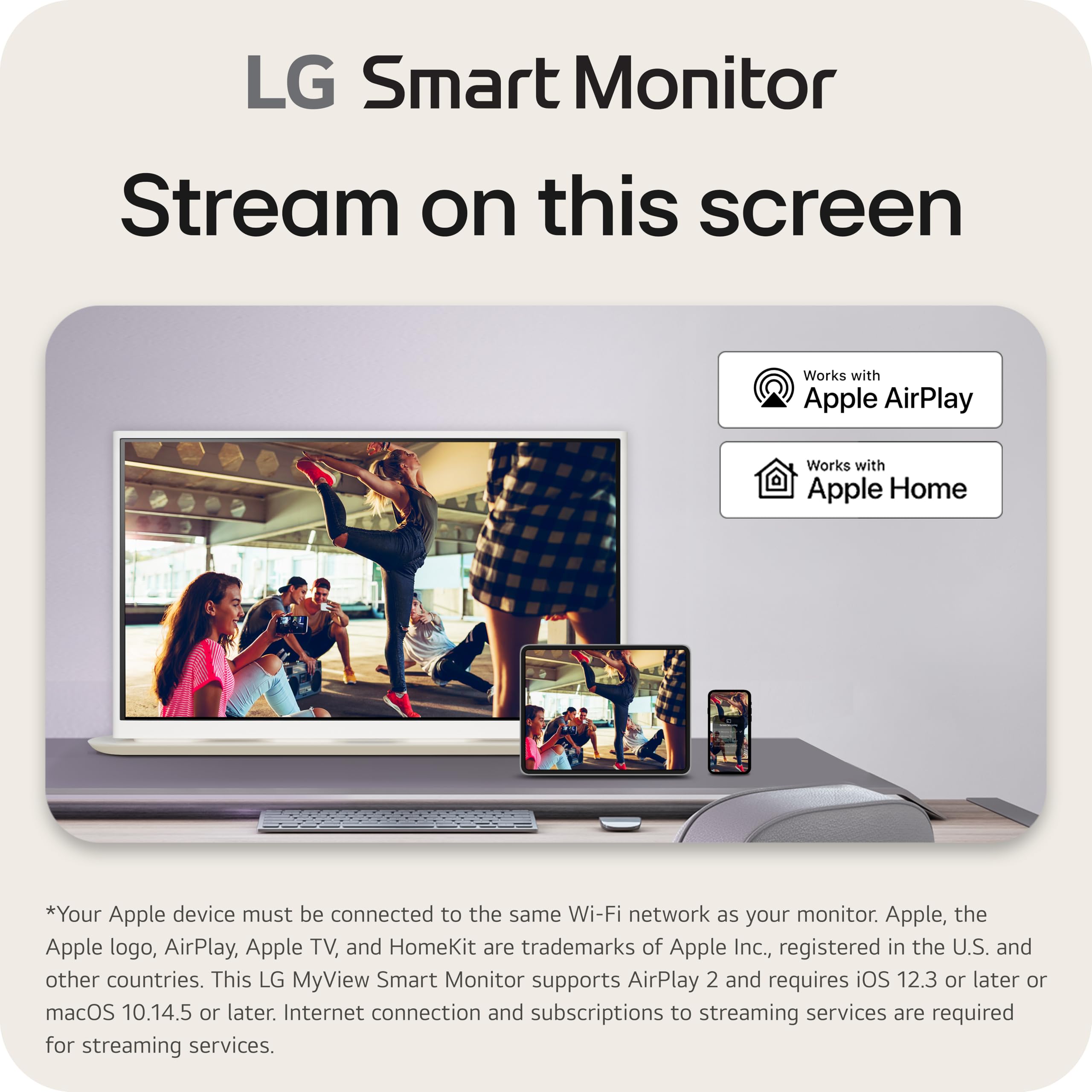 LG 32SR70U-W 32-Inch 4K UHD Smart Monitor with IPS Display webOS 23 USB Type-C Speakers x2 HDR 10 AirPlay 2 Screen Share Bluetooth Remote - White